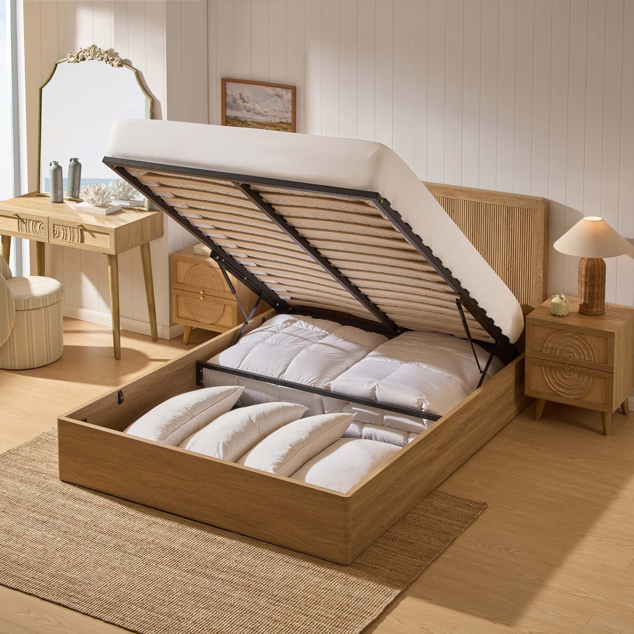 Lit de rangement - Bois clair