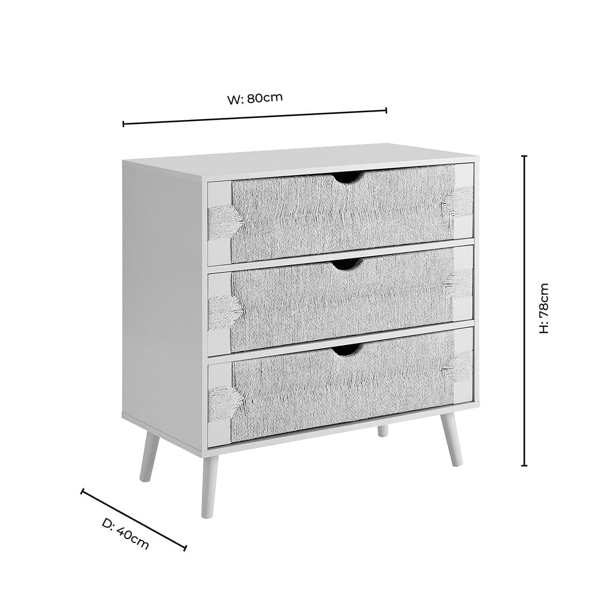Commode 3 tiroirs tissée – Sable