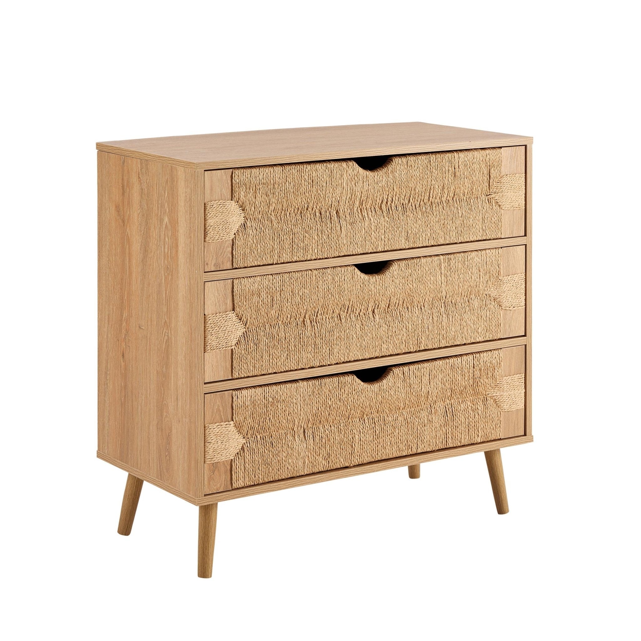 Commode 3 tiroirs tissés - Bois clair