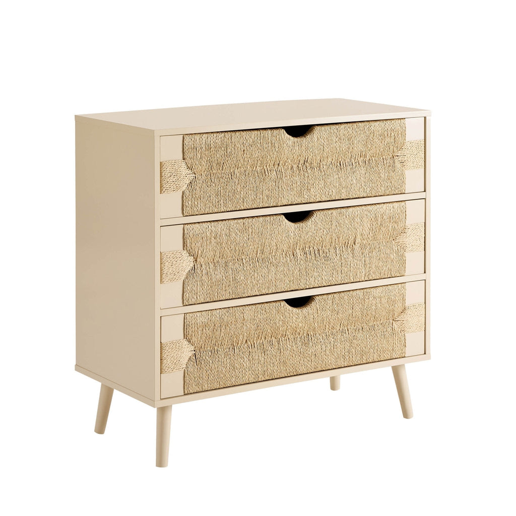Commode 3 tiroirs tissée – Sable