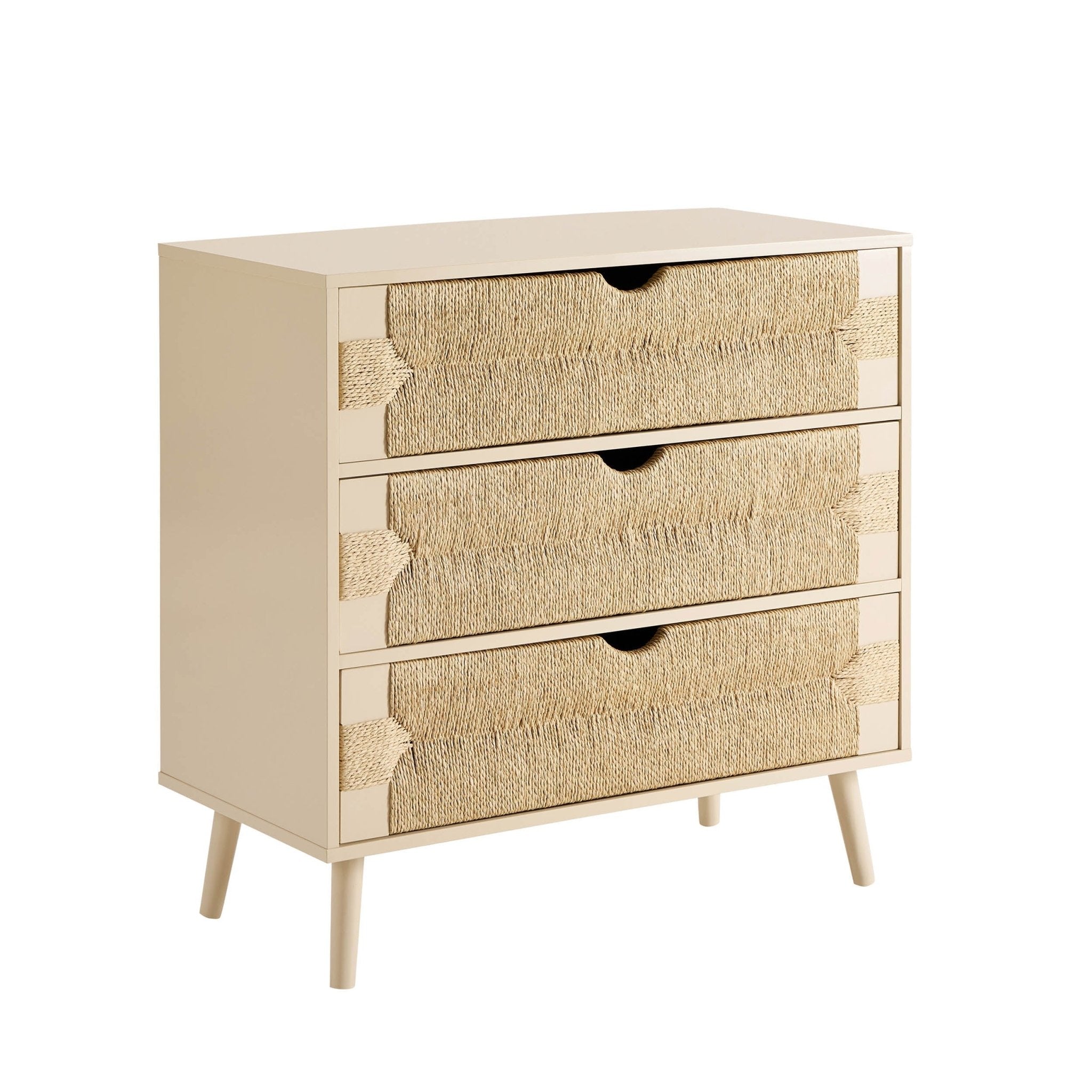 Commode 3 tiroirs tissée – Sable