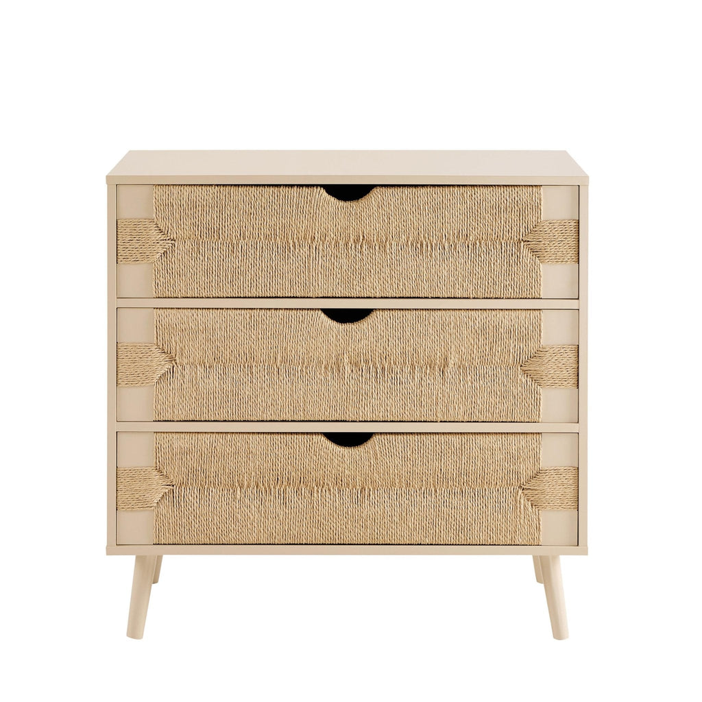 Commode 3 tiroirs tissée – Sable