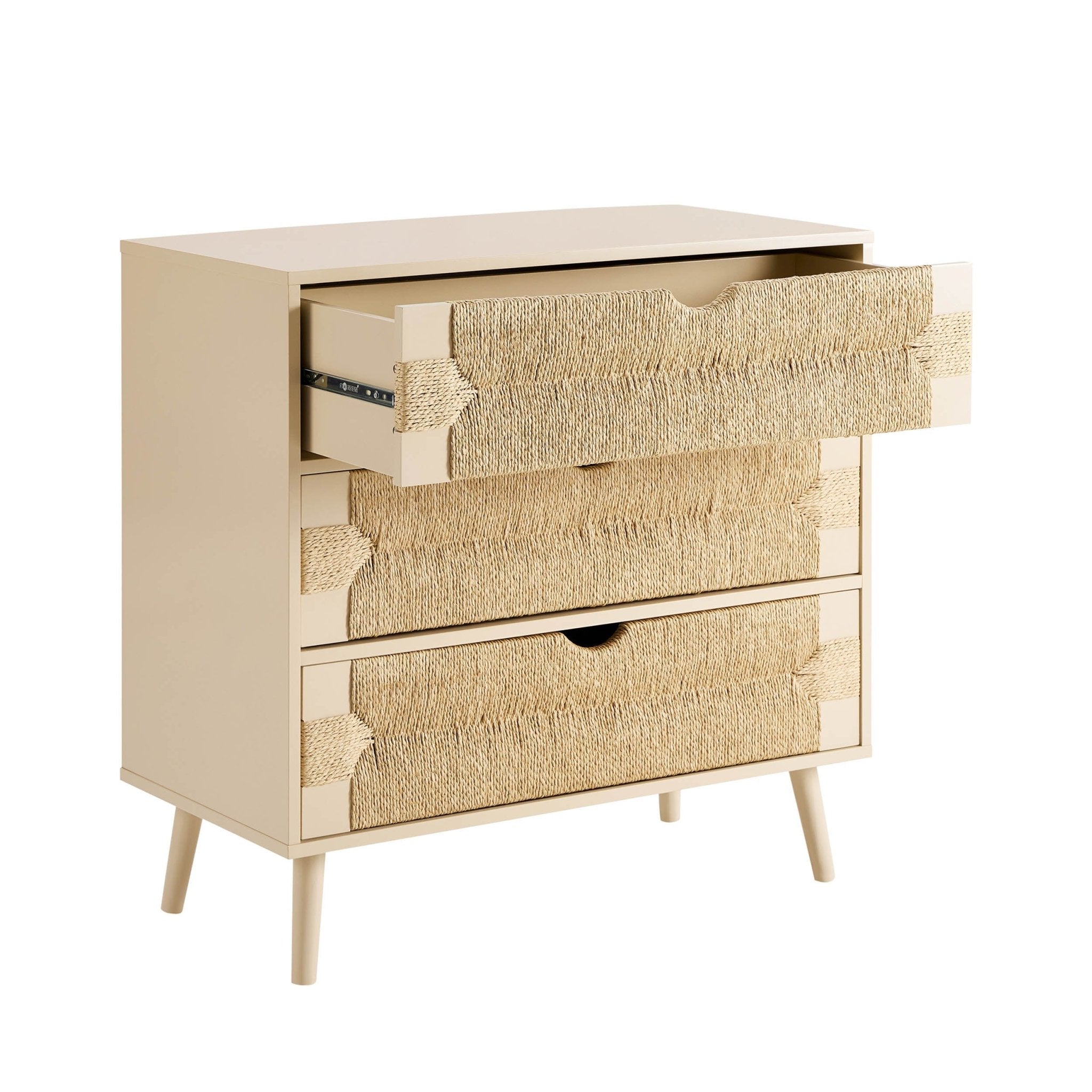 Commode 3 tiroirs tissée – Sable