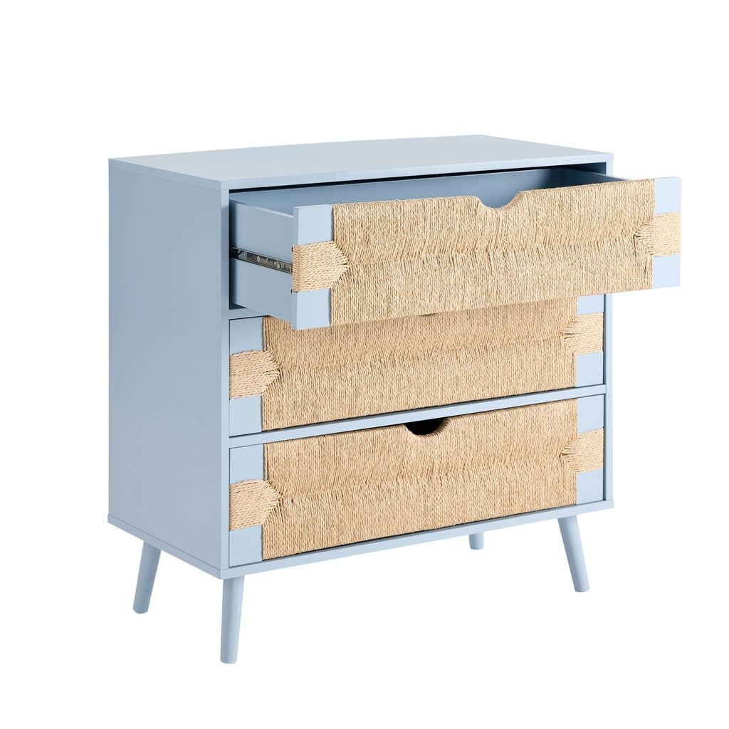 Commode tressée à 3 tiroirs - Bleu ciel