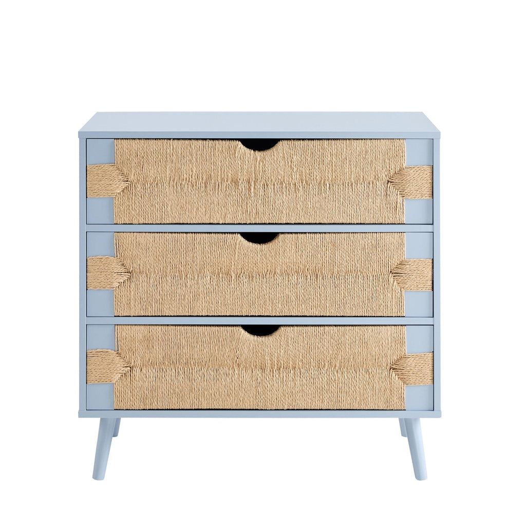 Commode tressée à 3 tiroirs - Bleu ciel