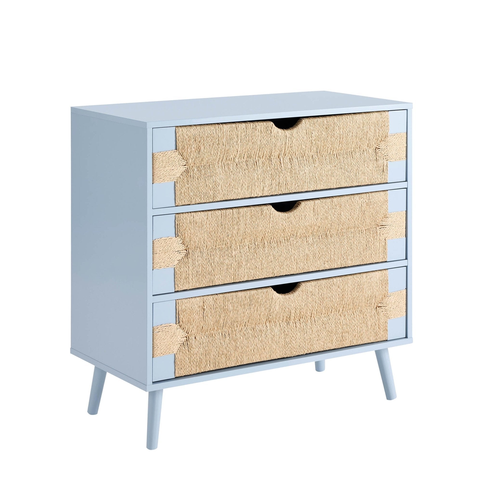 Commode tressée à 3 tiroirs - Bleu ciel