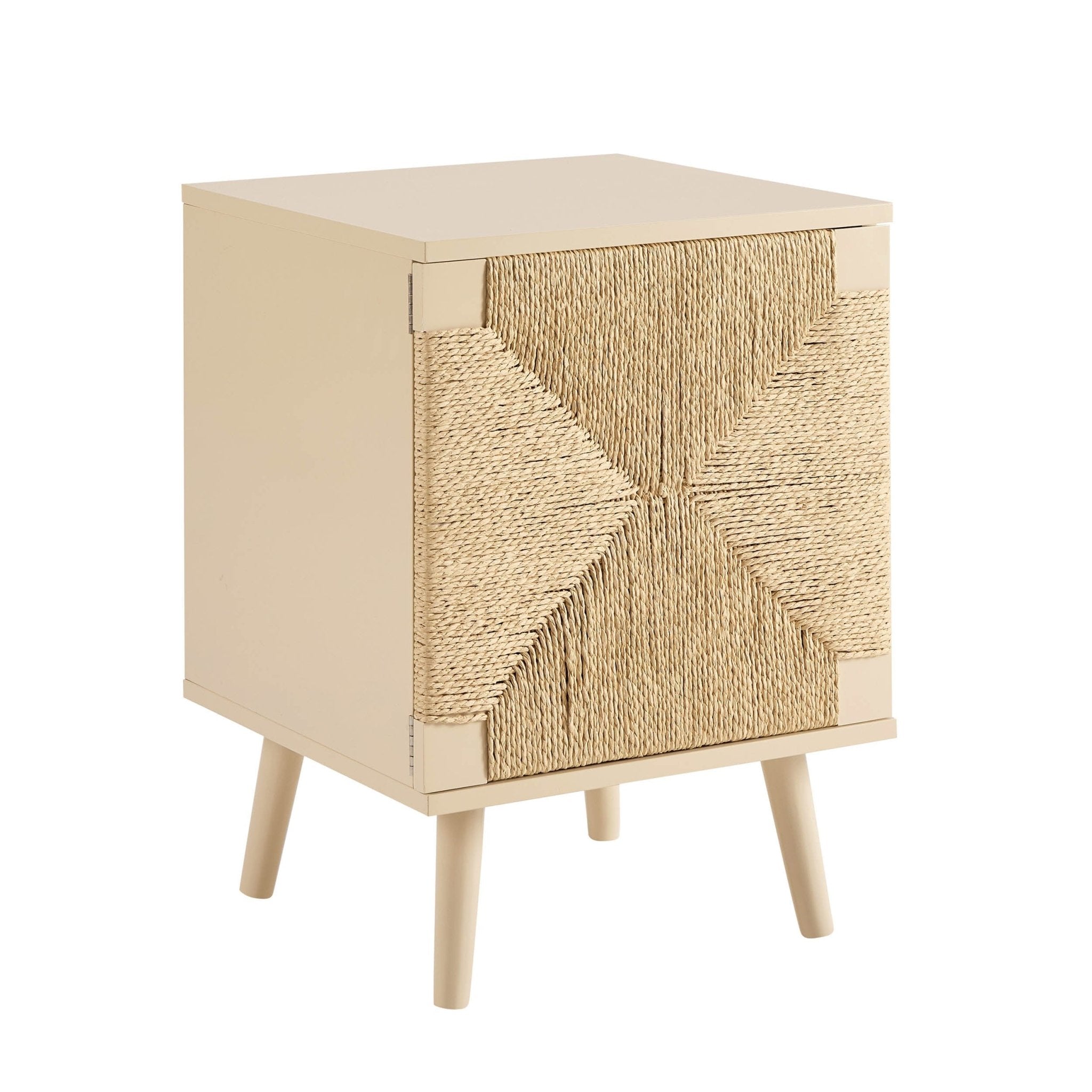 Table de chevet tissée avec porte - Sable