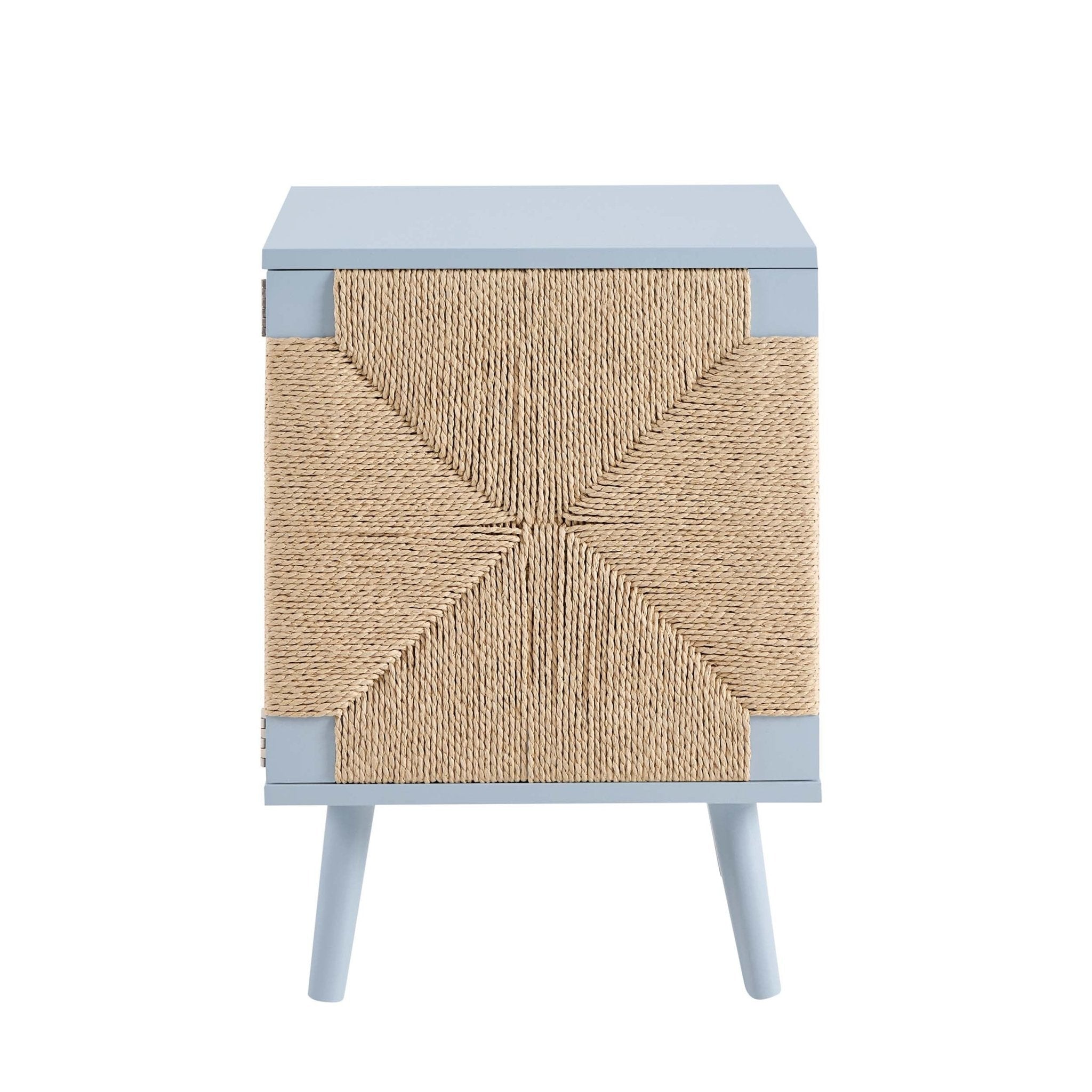 Table de chevet tissée avec porte - Bleu ciel