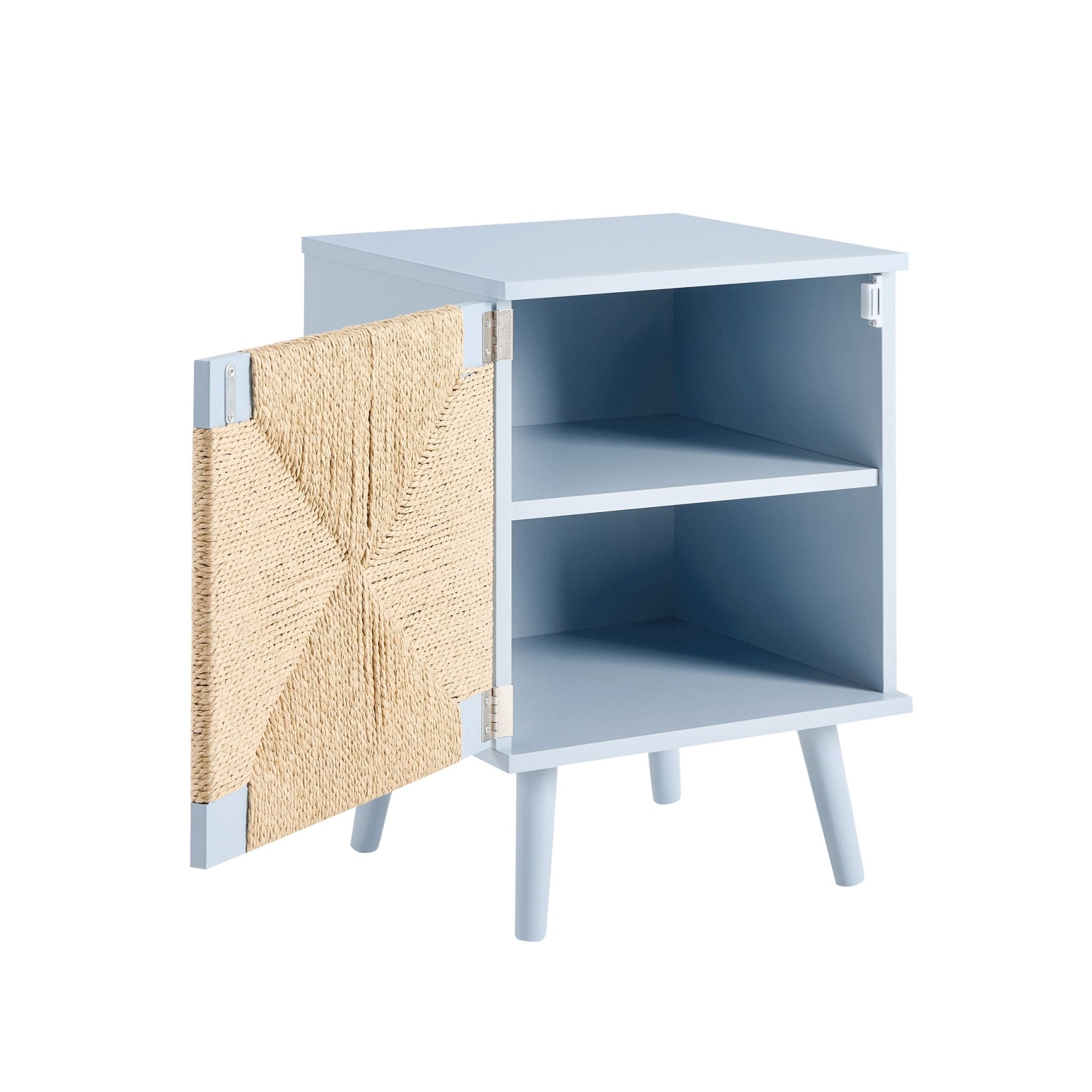 Table de chevet tissée avec porte - Bleu ciel