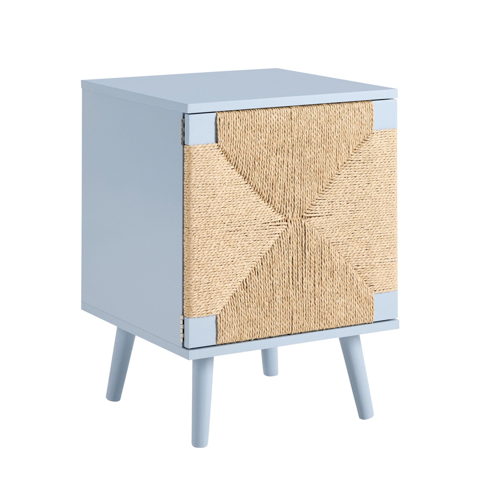 Table de chevet tissée avec porte - Bleu ciel