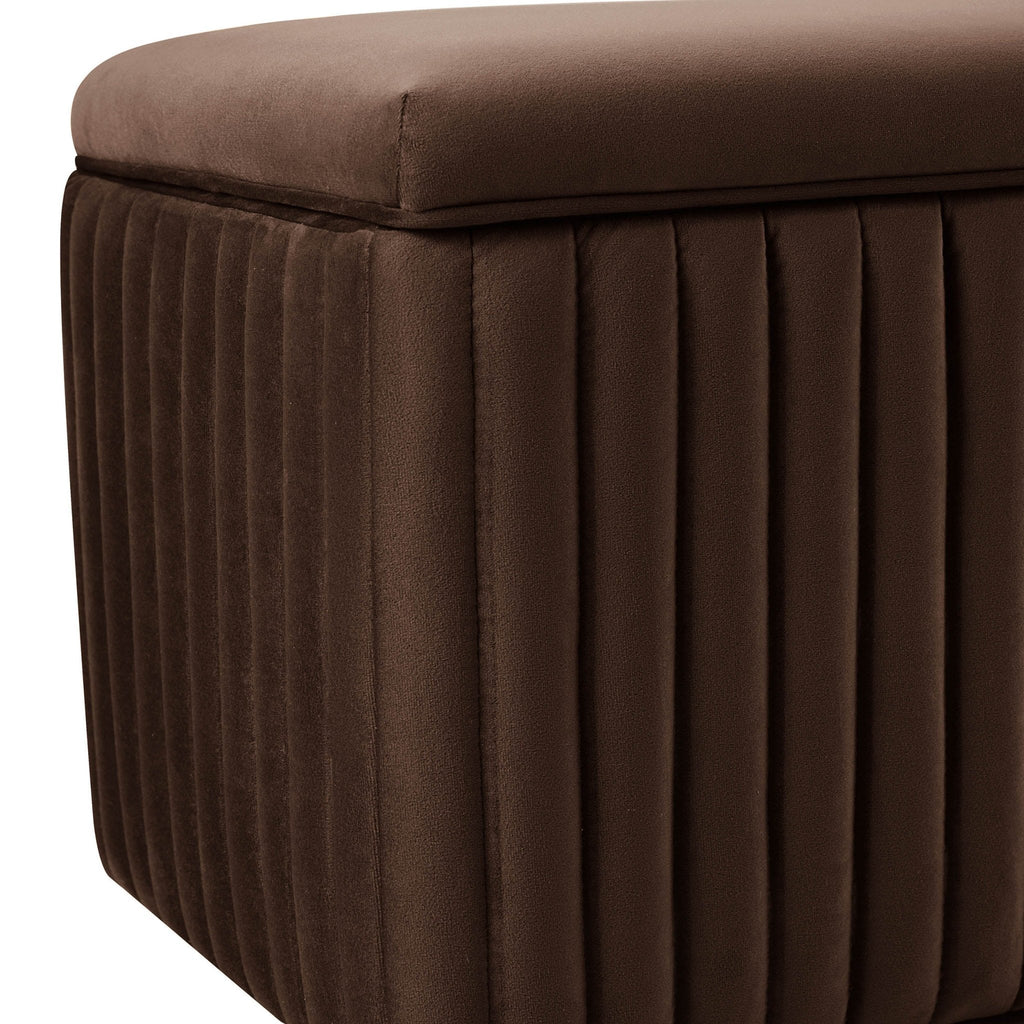 Banc de rangement ottoman côtelé - Cappuccino