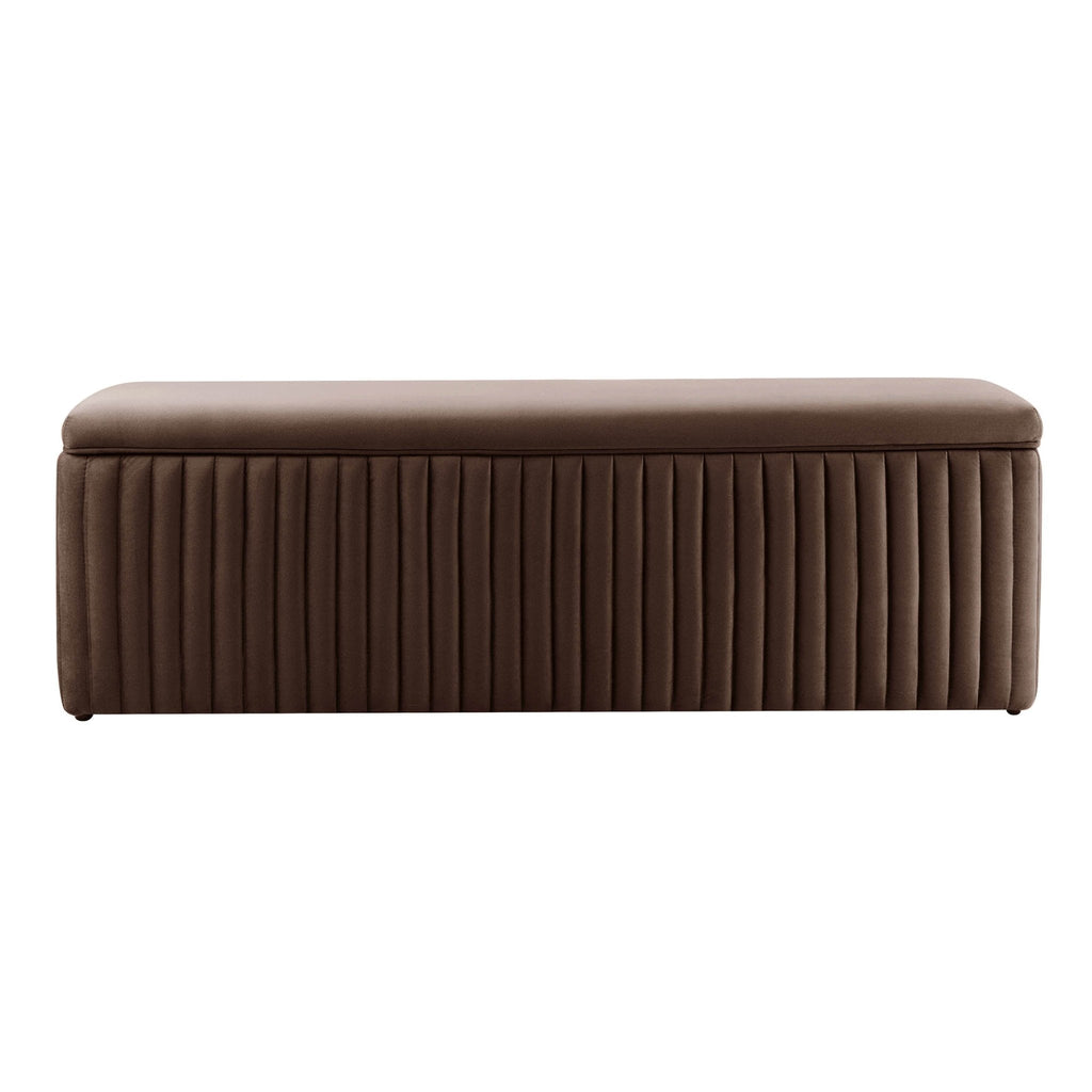Banc de rangement ottoman côtelé - Cappuccino
