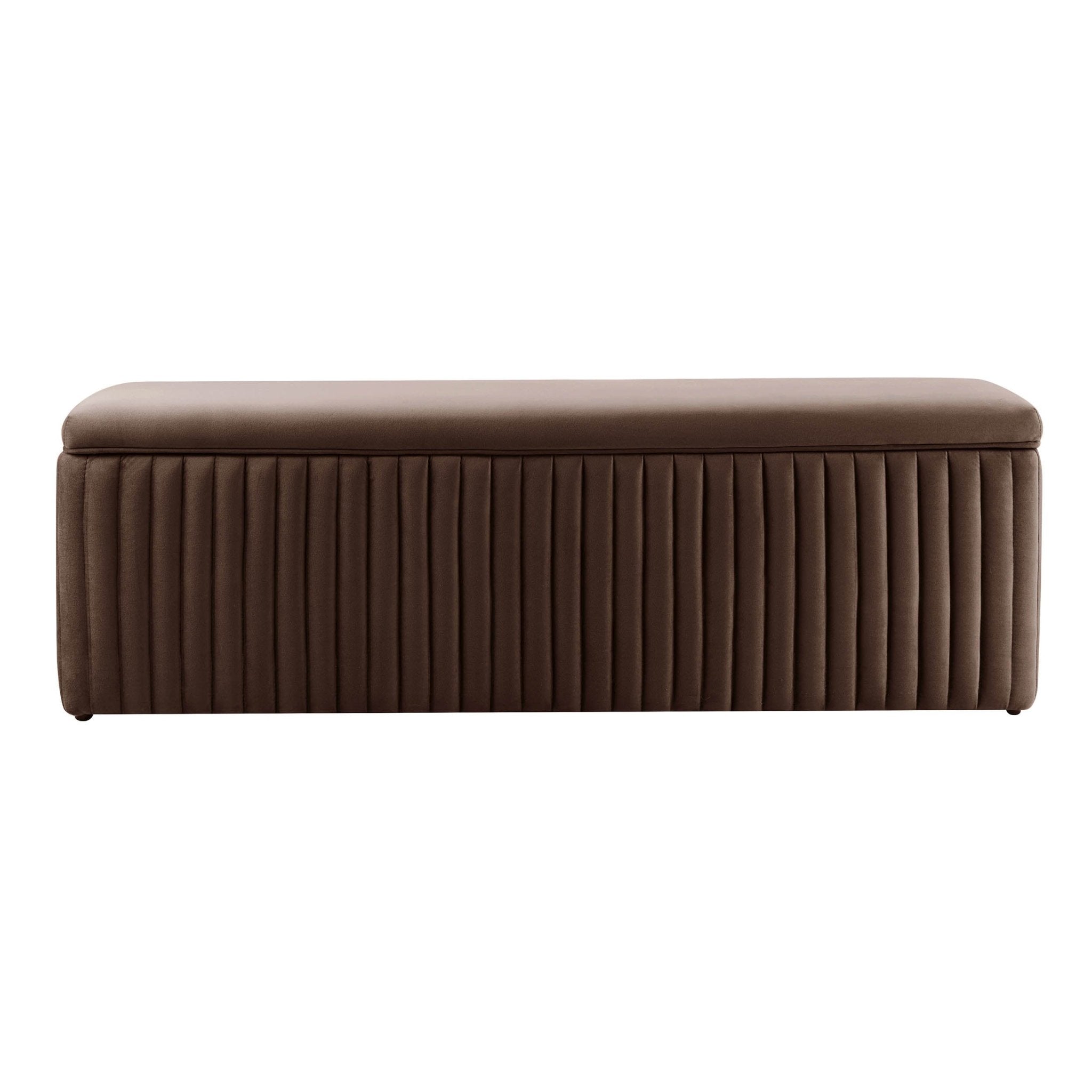 Banc de rangement ottoman côtelé - Cappuccino