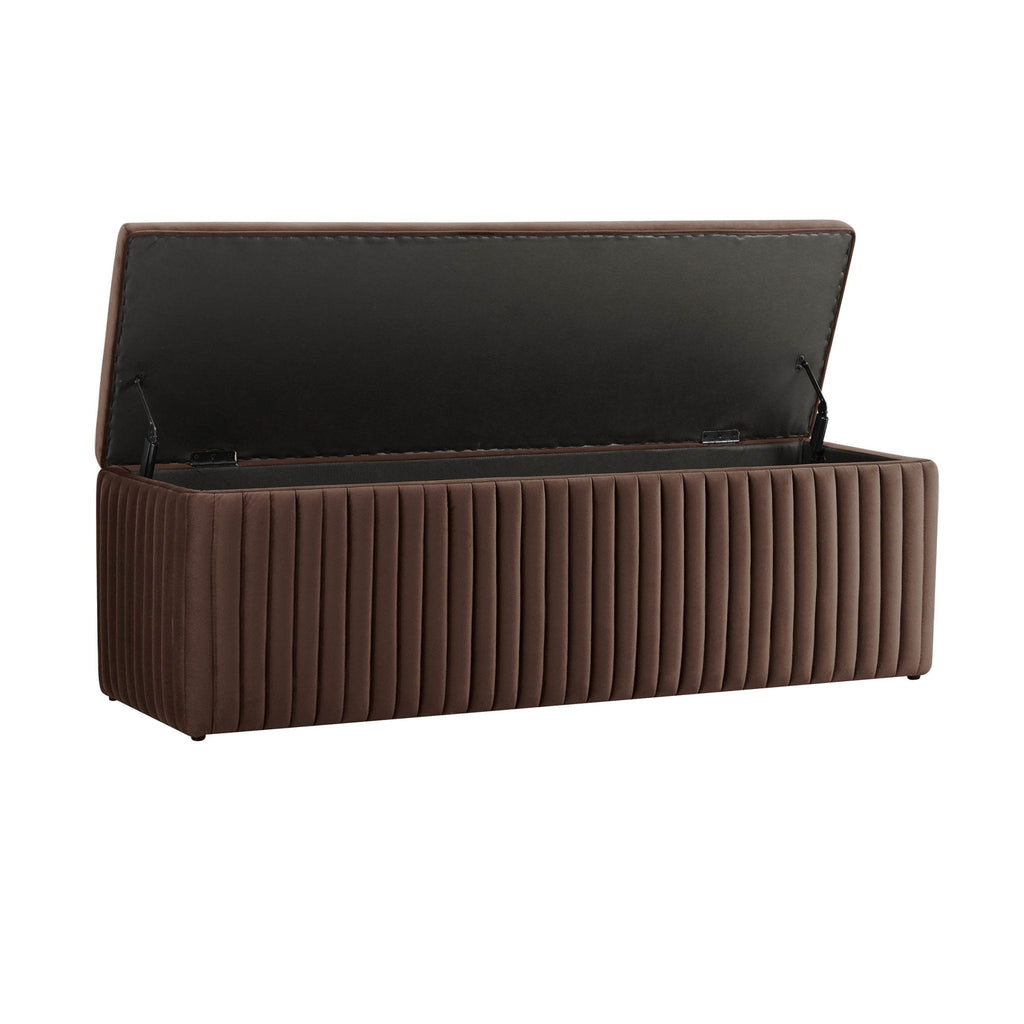 Banc de rangement ottoman côtelé - Cappuccino