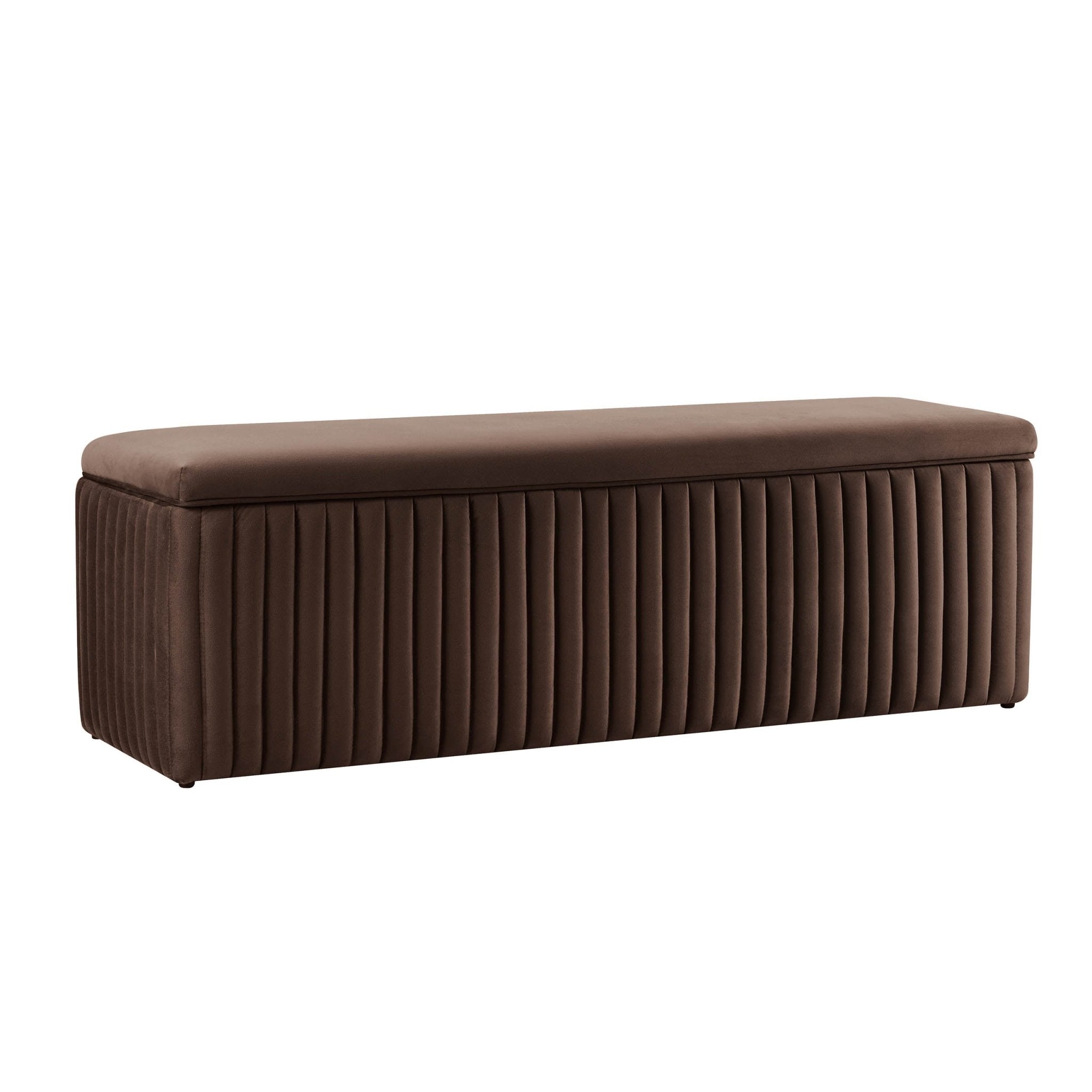 Banc de rangement ottoman côtelé - Cappuccino