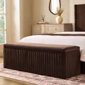 Banc de rangement ottoman côtelé - Cappuccino