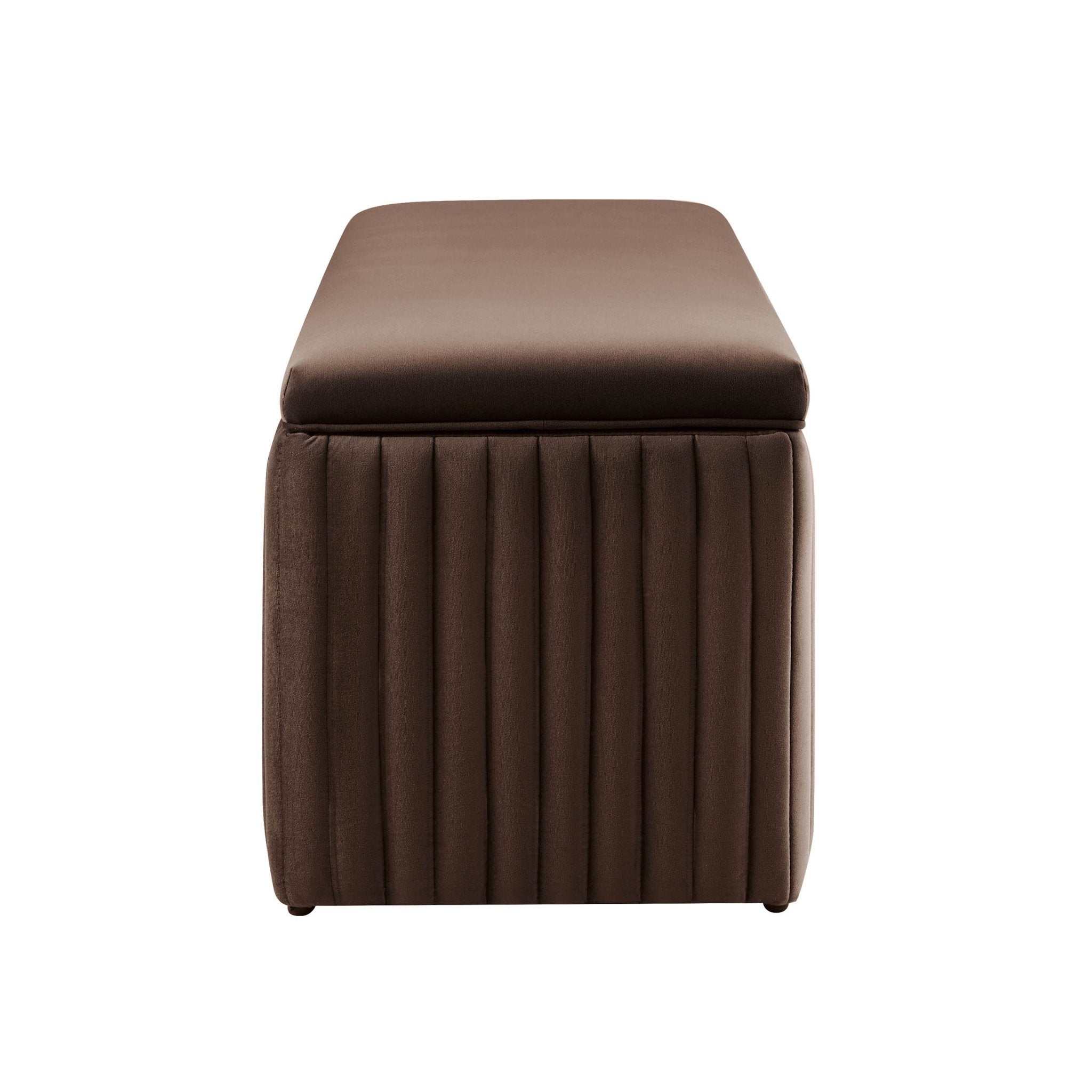 Banc de rangement ottoman côtelé - Cappuccino