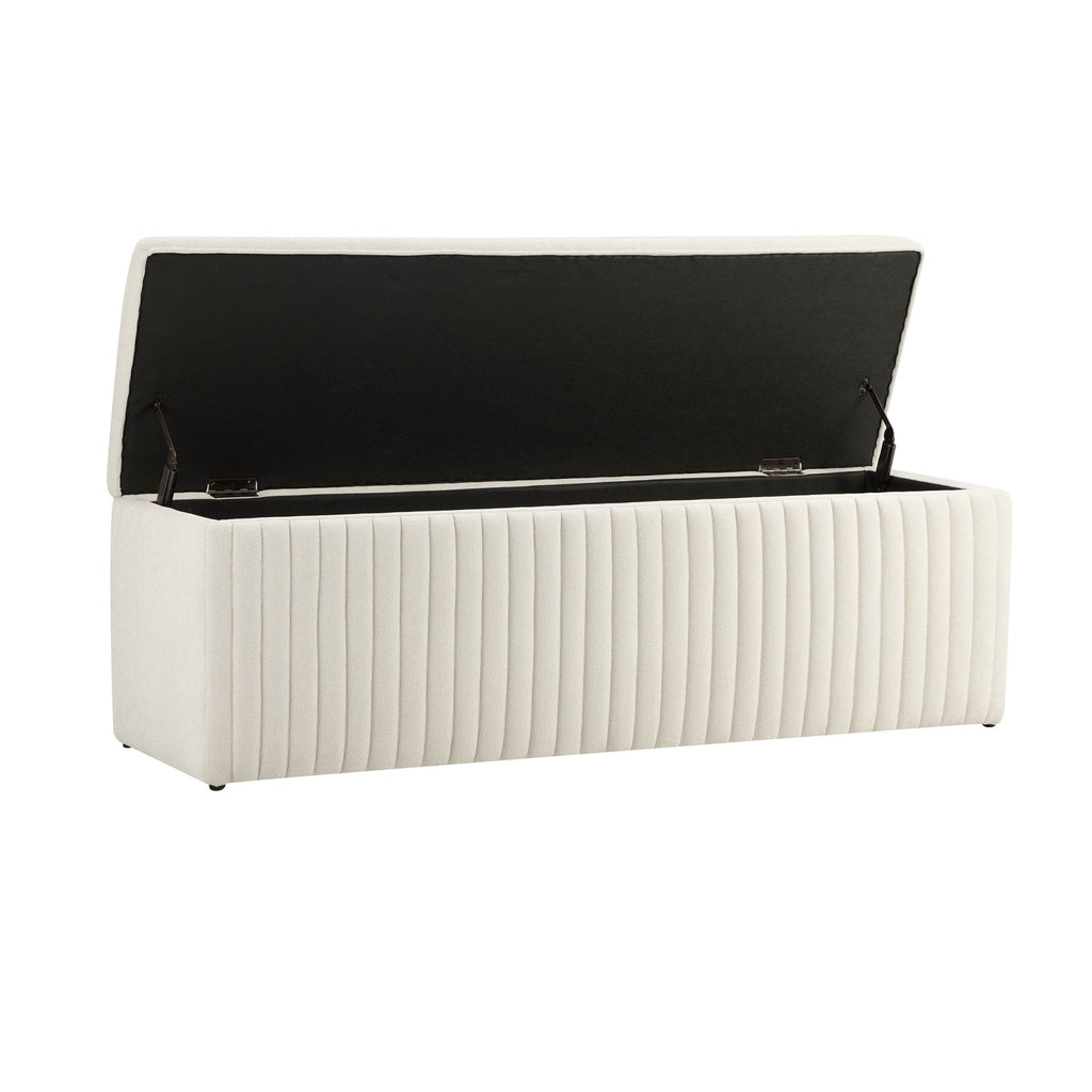 Banc de rangement nervuré - Chenille ivoire