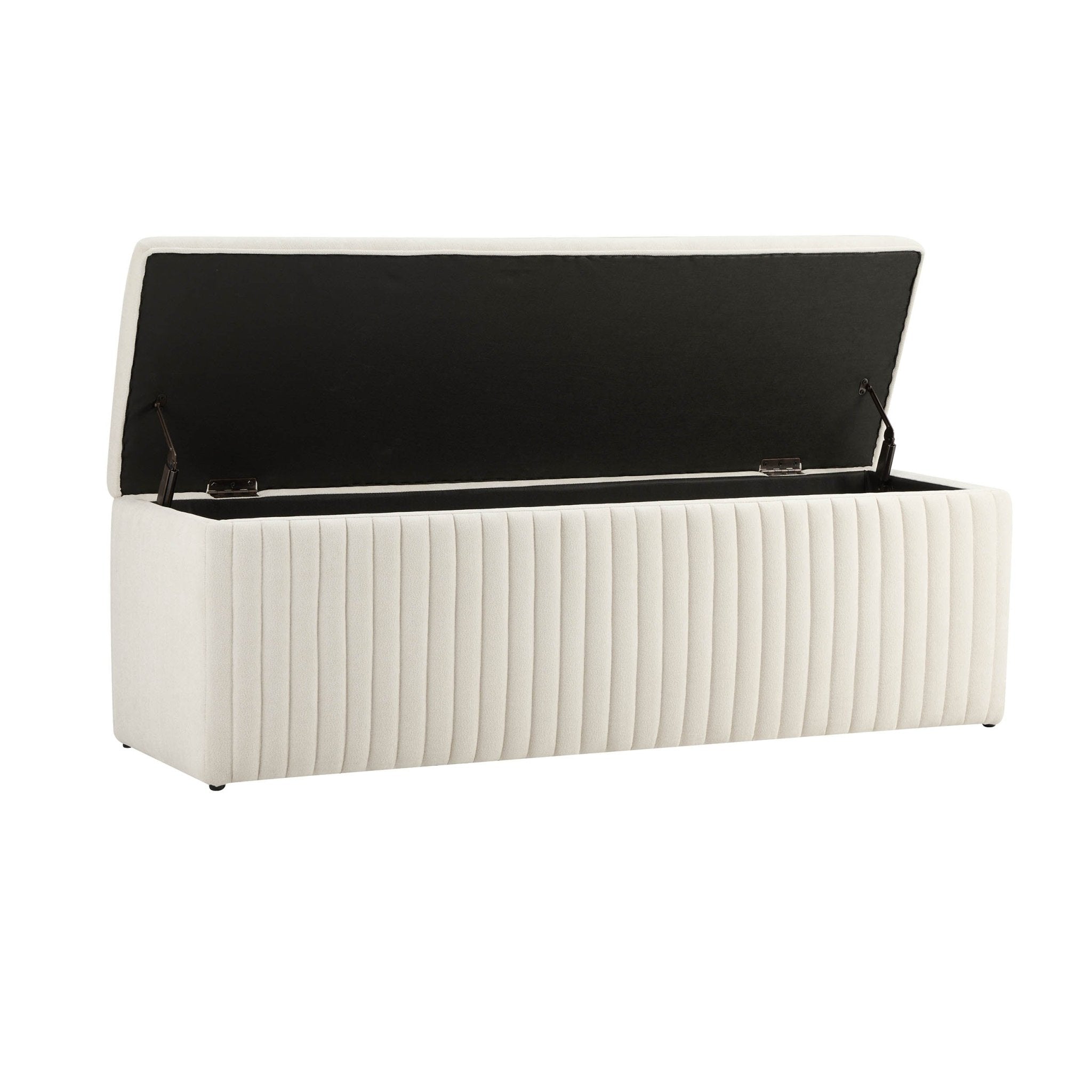 Banc de rangement nervuré - Chenille ivoire