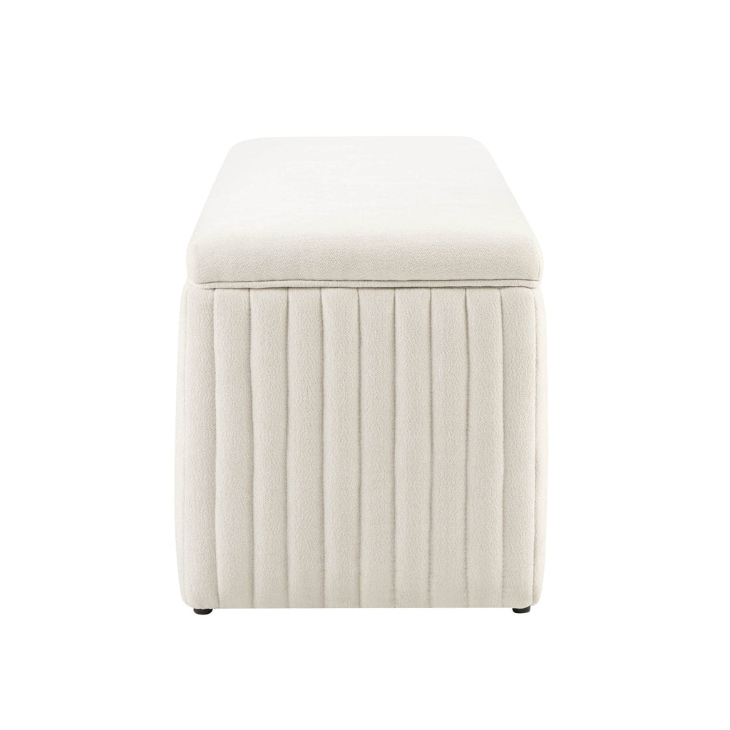 Banc de rangement nervuré - Chenille ivoire