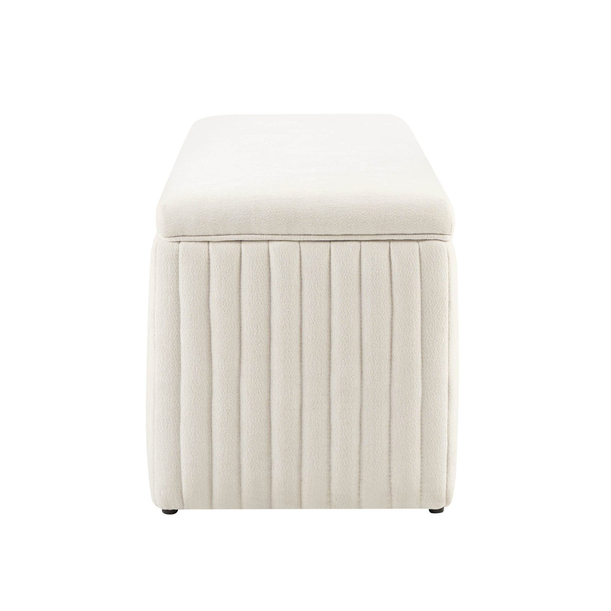 Banc de rangement nervuré - Chenille ivoire