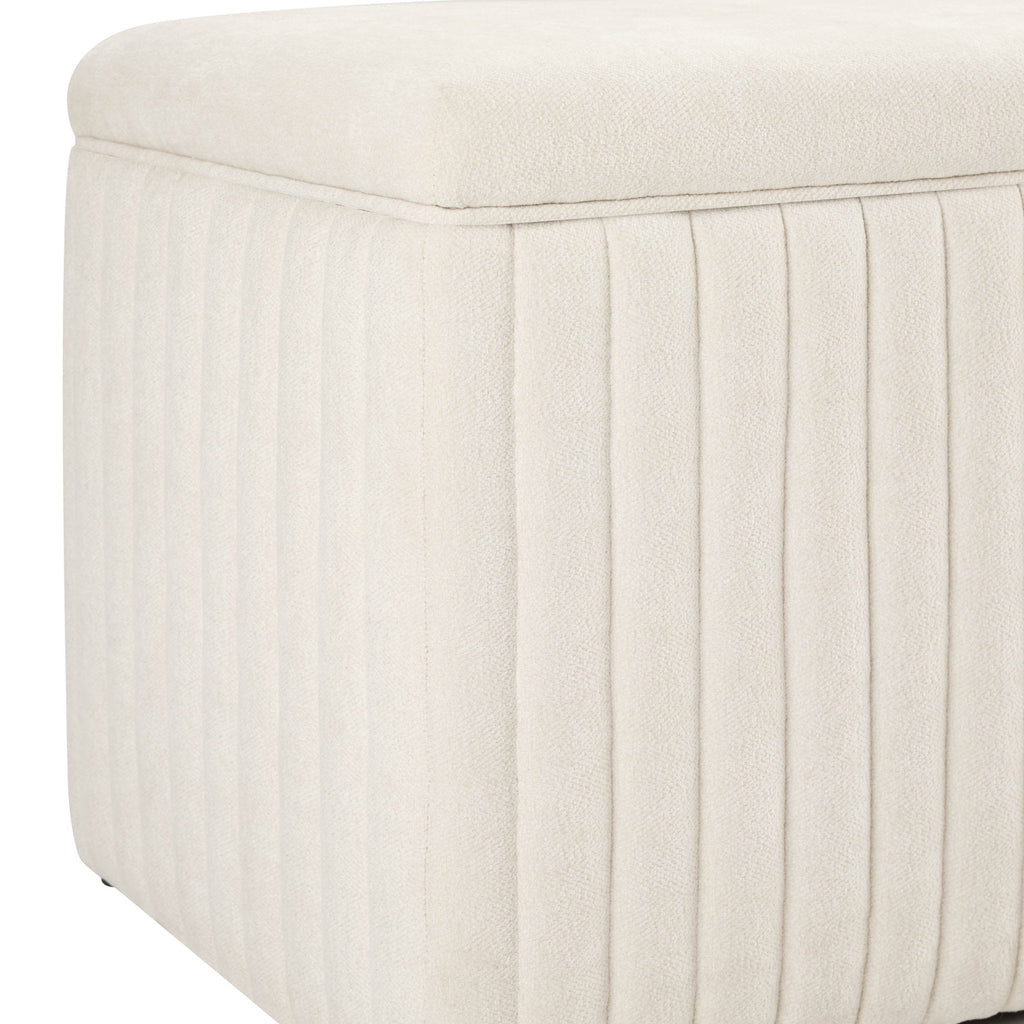 Banc de rangement nervuré - Chenille ivoire