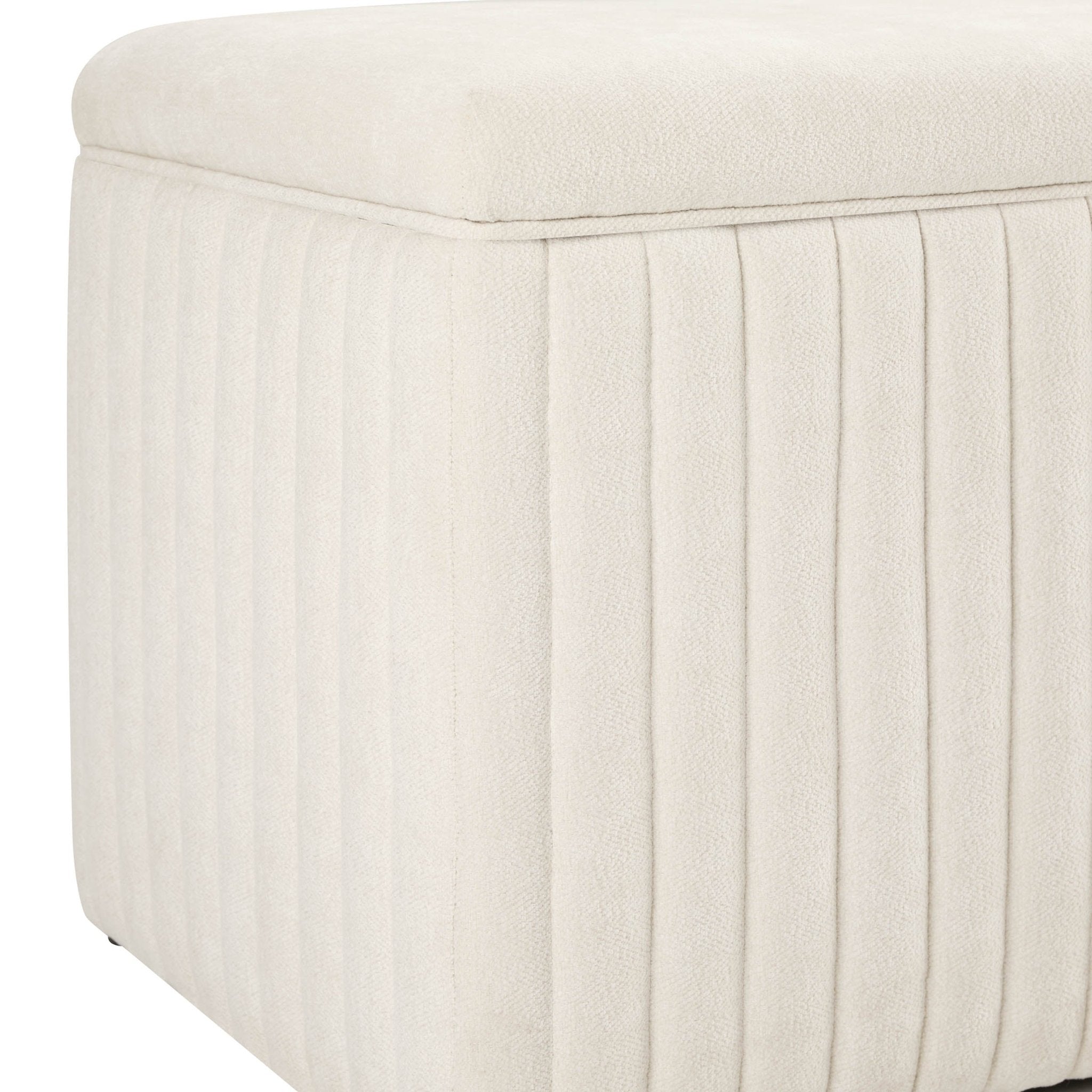 Banc de rangement nervuré - Chenille ivoire