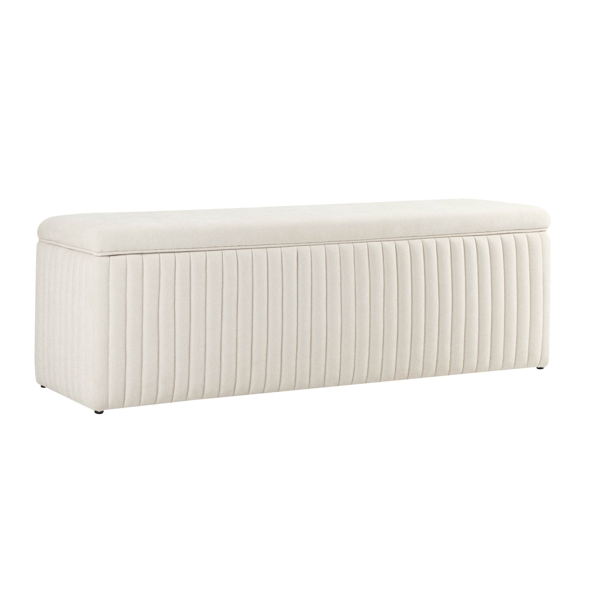 Banc de rangement nervuré - Chenille ivoire