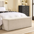 Banc de rangement nervuré - Chenille ivoire