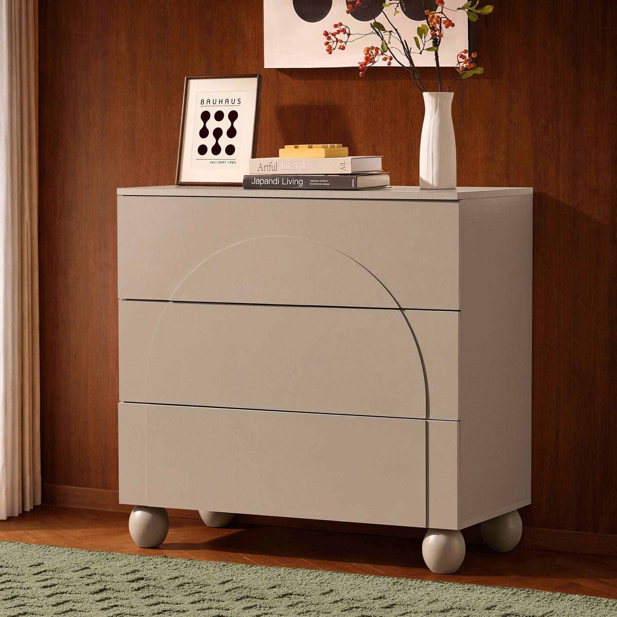 Commode 3 tiroirs Arc Façade - Taupe