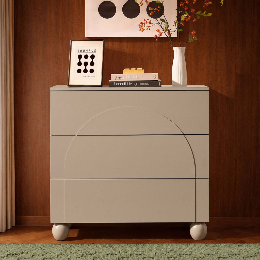 Commode 3 tiroirs Arc Façade - Taupe