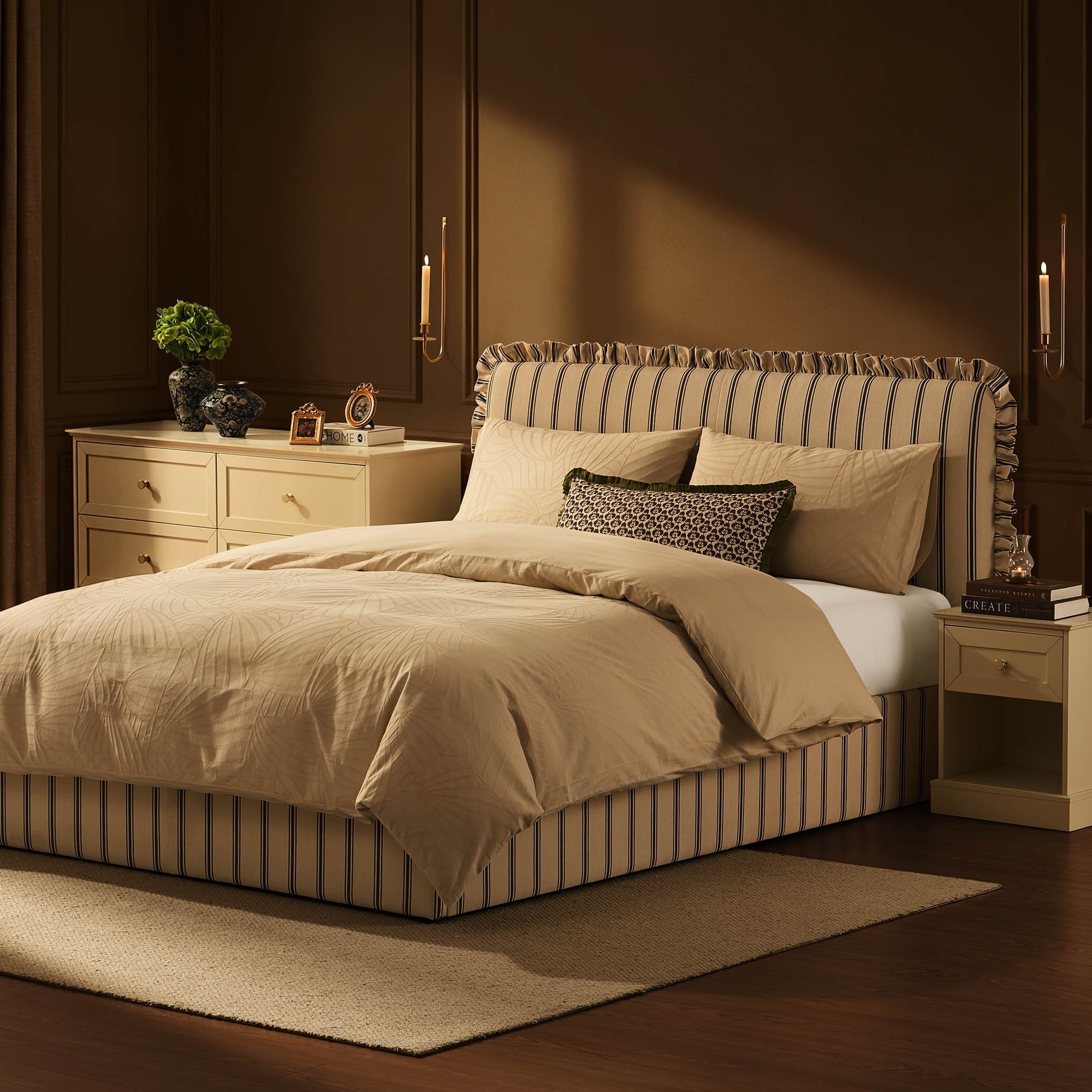 Lit coffre de rangement - Rayures bleues