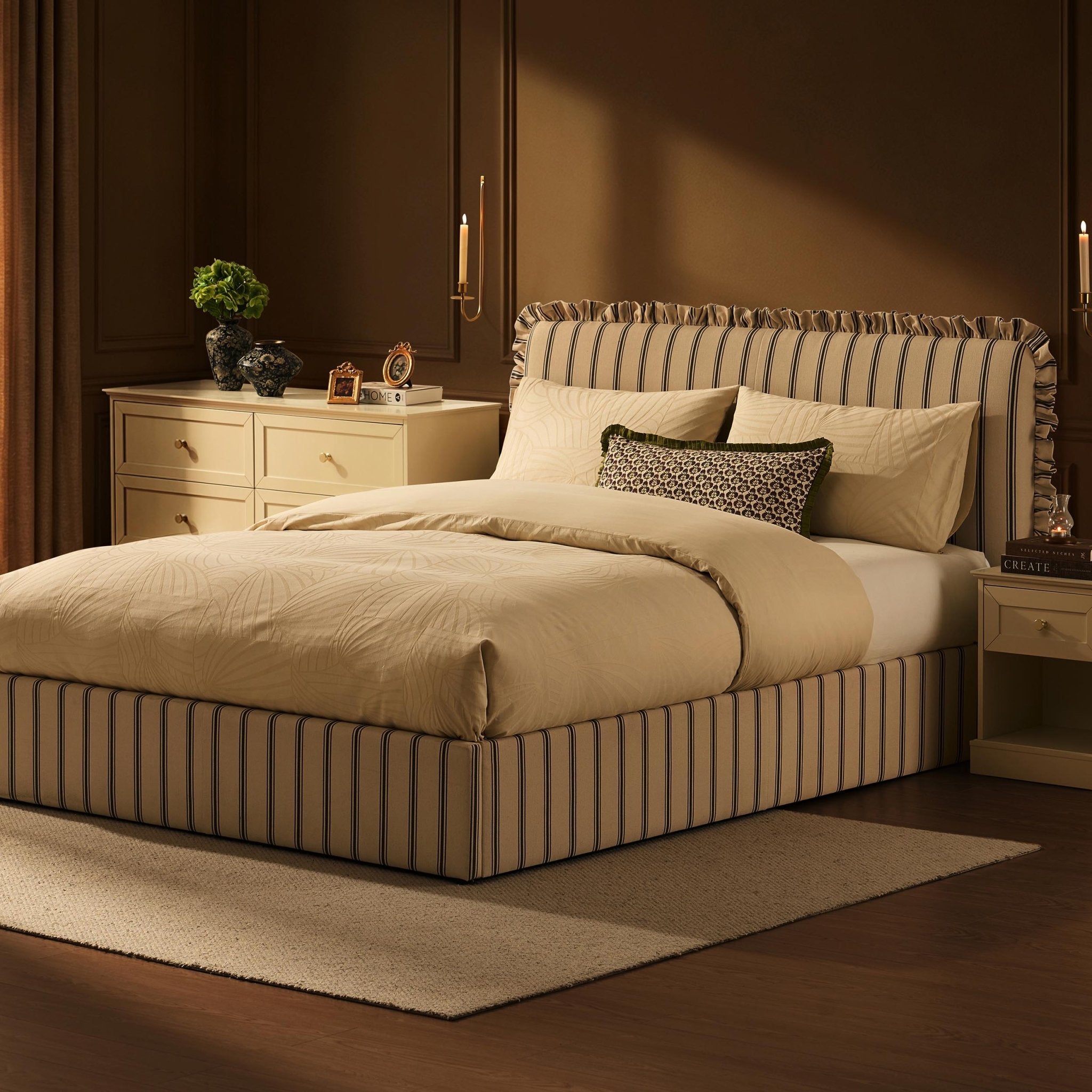 Lit coffre de rangement - Rayures bleues