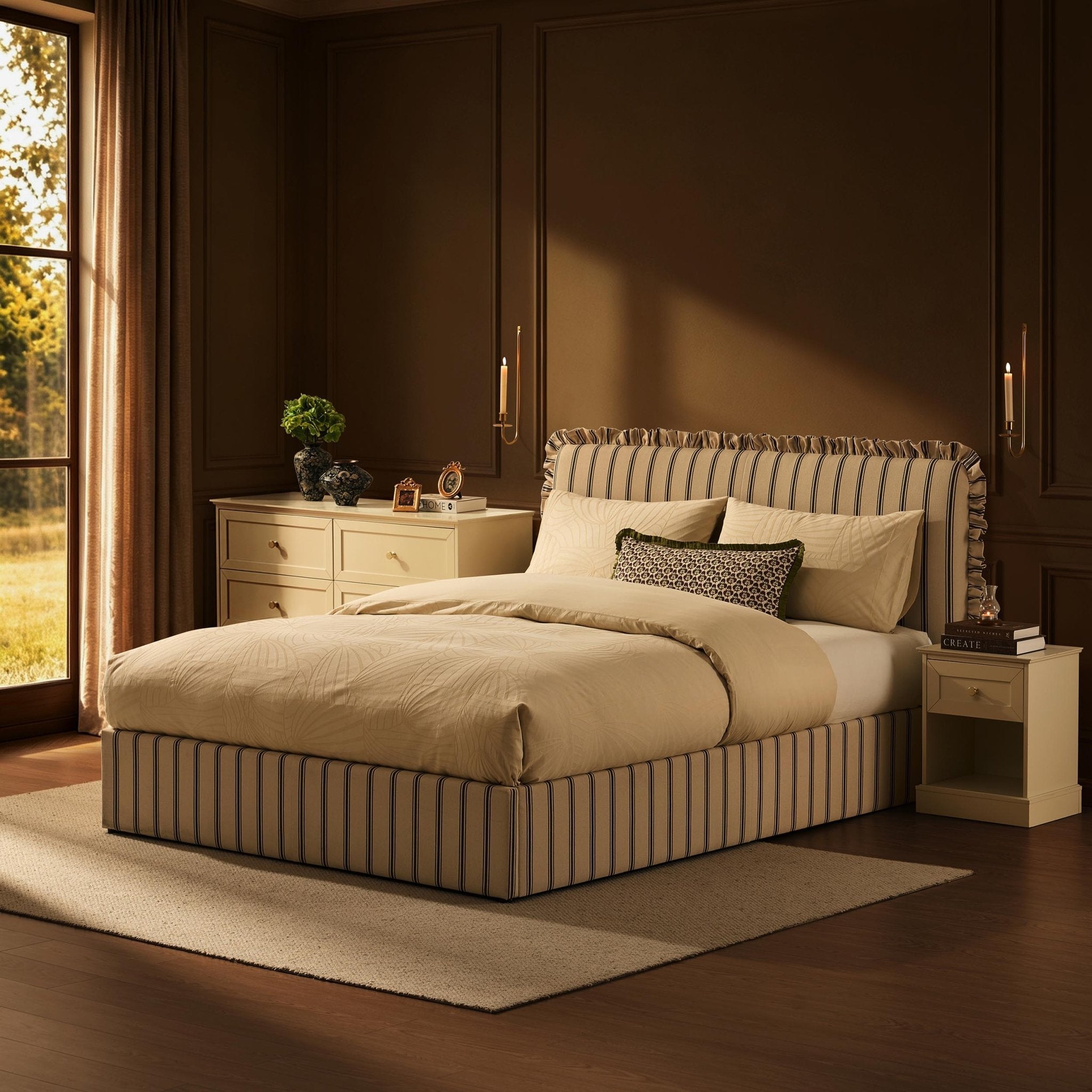 Lit coffre de rangement - Rayures bleues