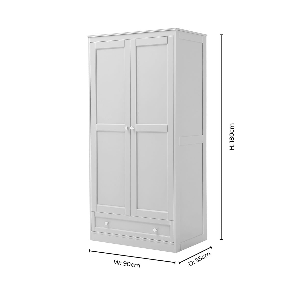 Armoire 2 Portes avec Tiroir - Taupe
