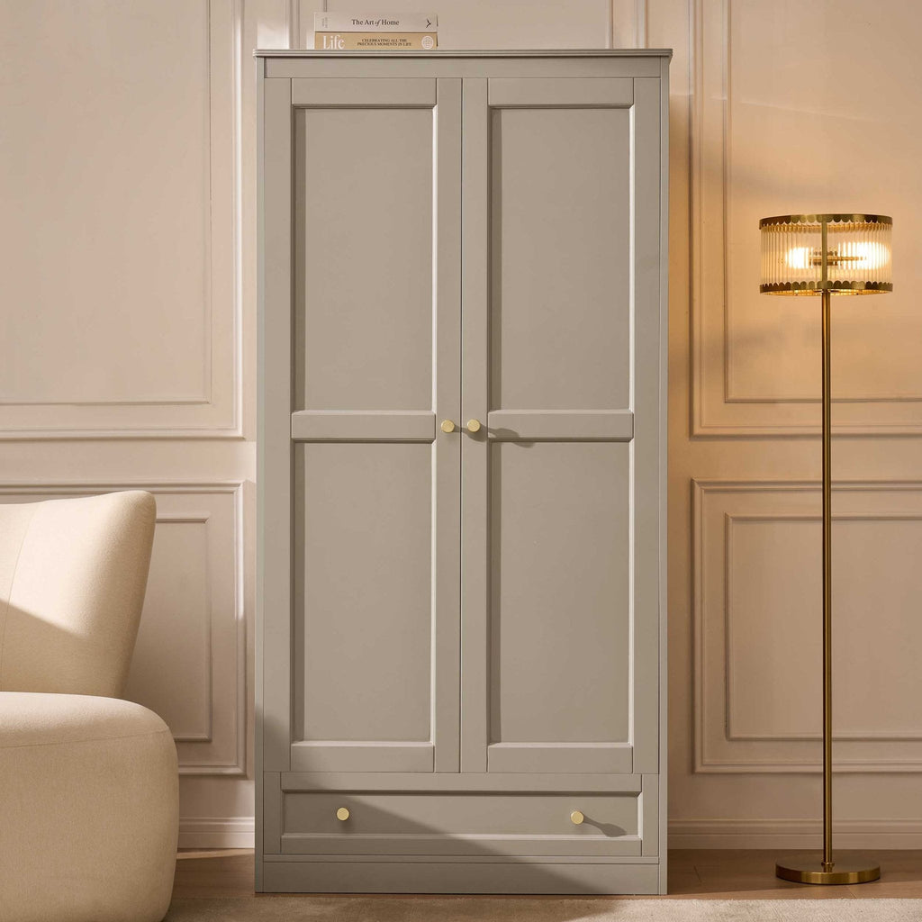 Armoire 2 Portes avec Tiroir - Taupe