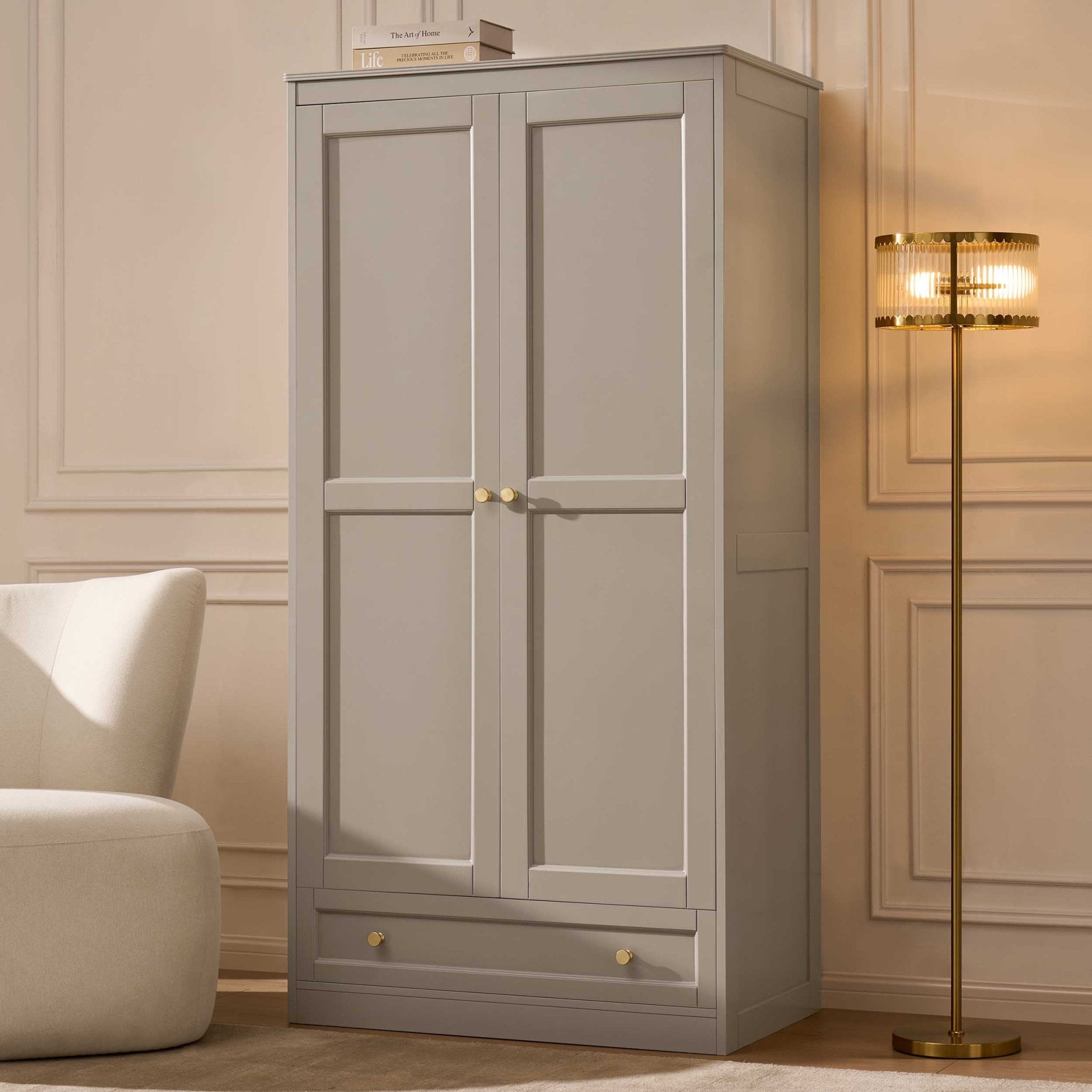 Armoire 2 Portes avec Tiroir - Taupe