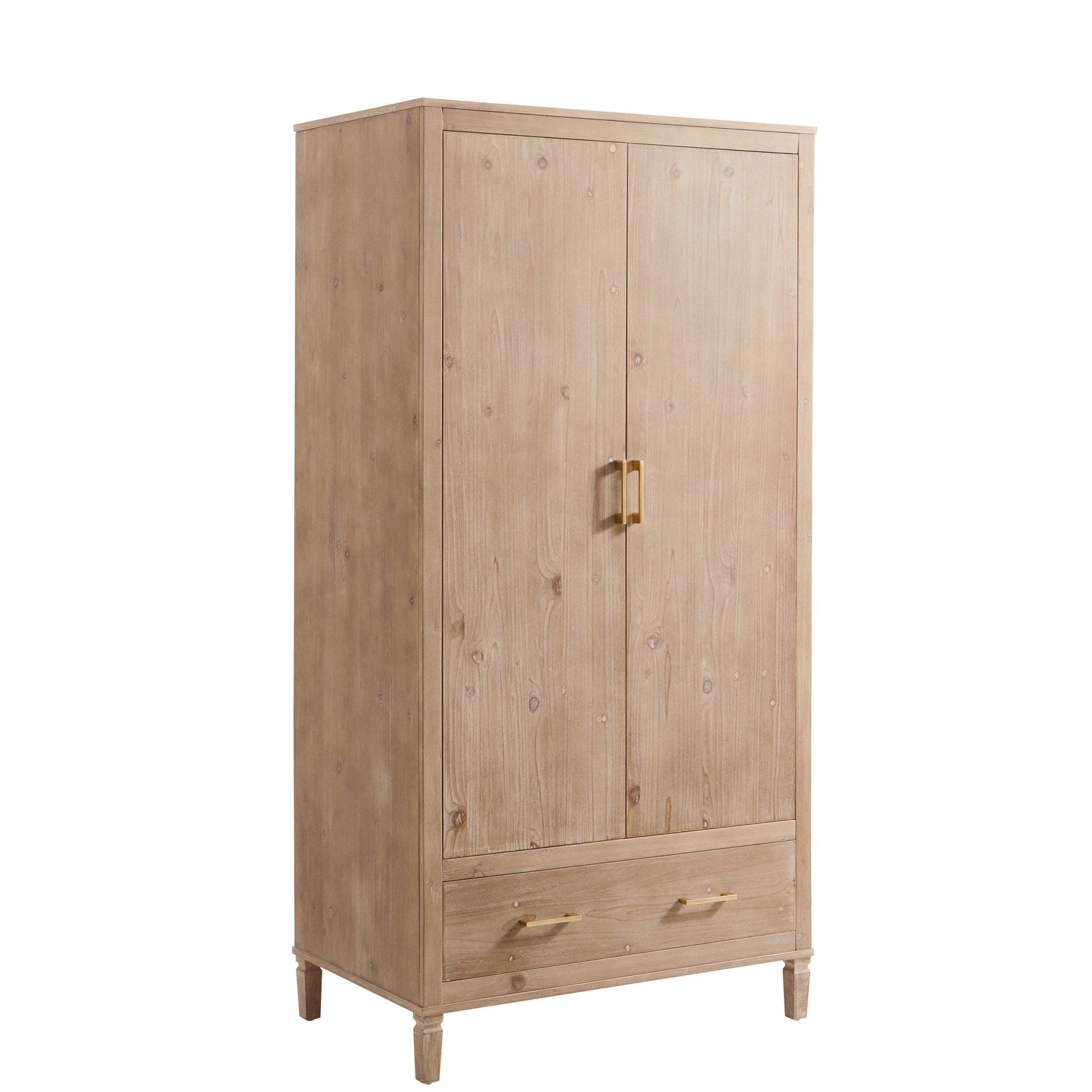 Armoire 2 portes avec tiroirs - Bois cérusé