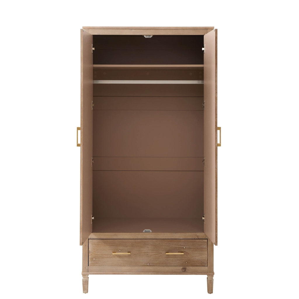 Armoire 2 portes avec tiroirs - Bois cérusé