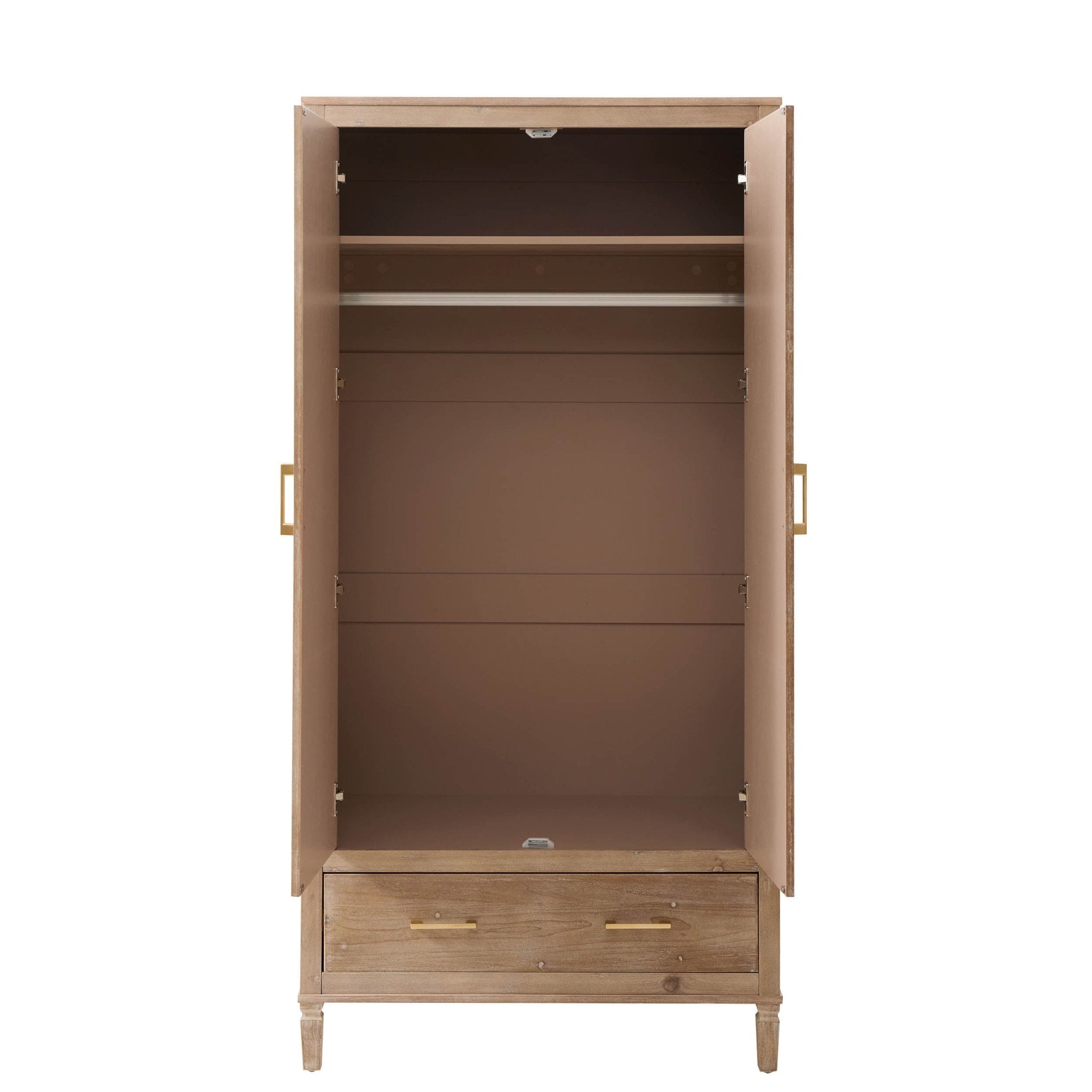 Armoire 2 portes avec tiroirs - Bois cérusé