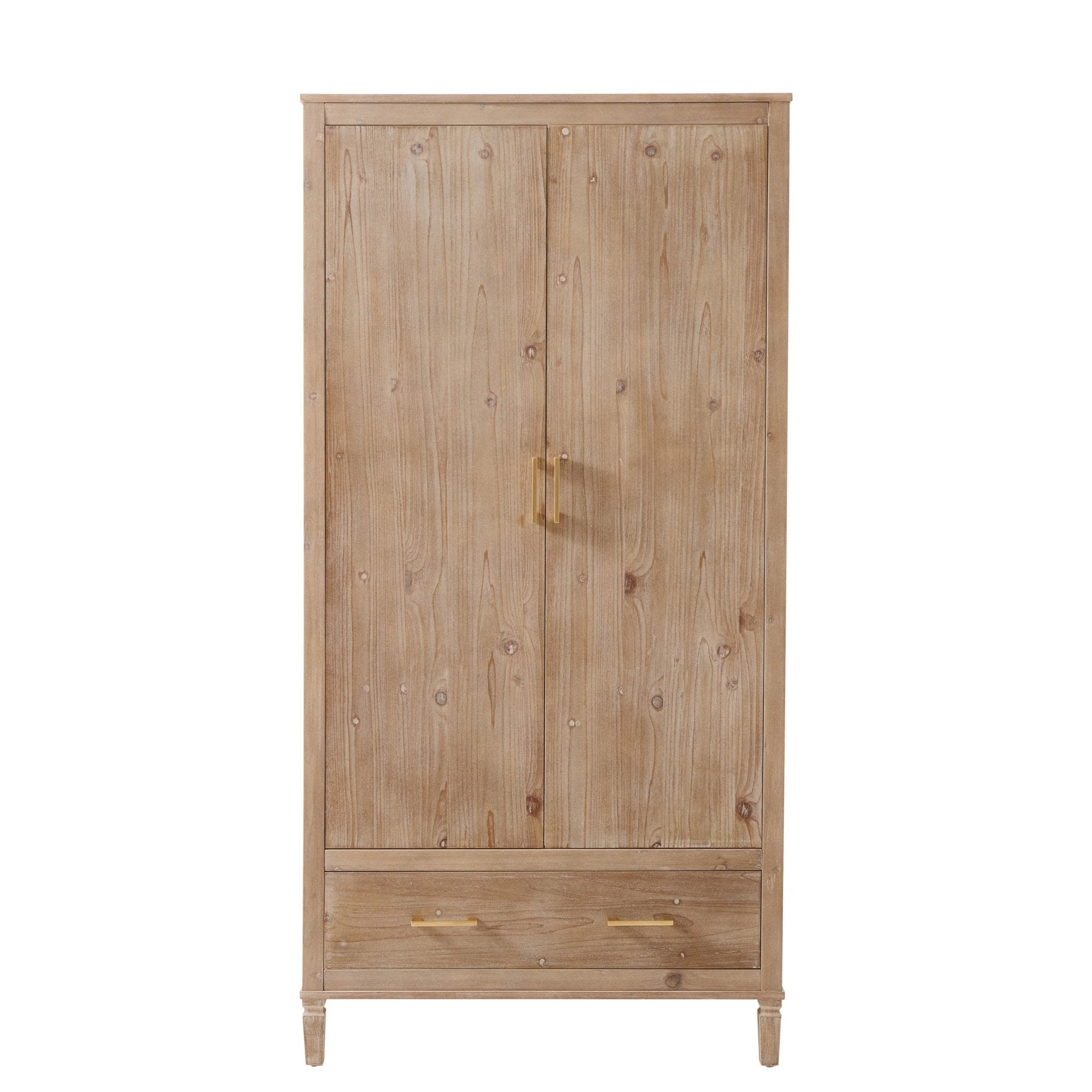 Armoire 2 portes avec tiroirs - Bois cérusé