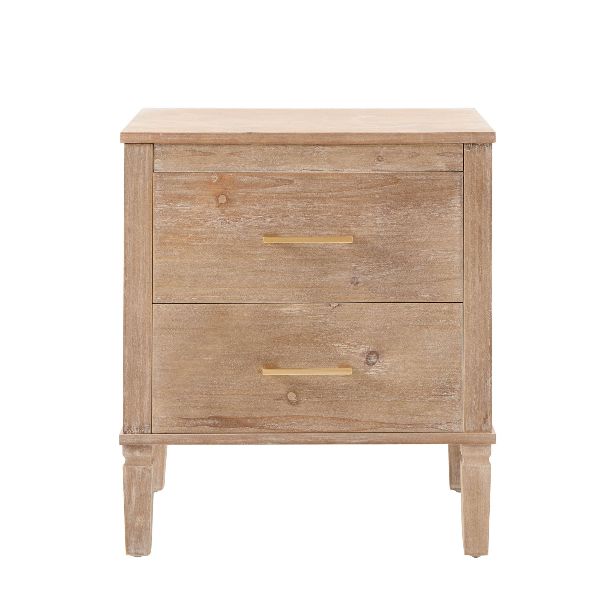 Table de chevet à 2 tiroirs - Bois lavé