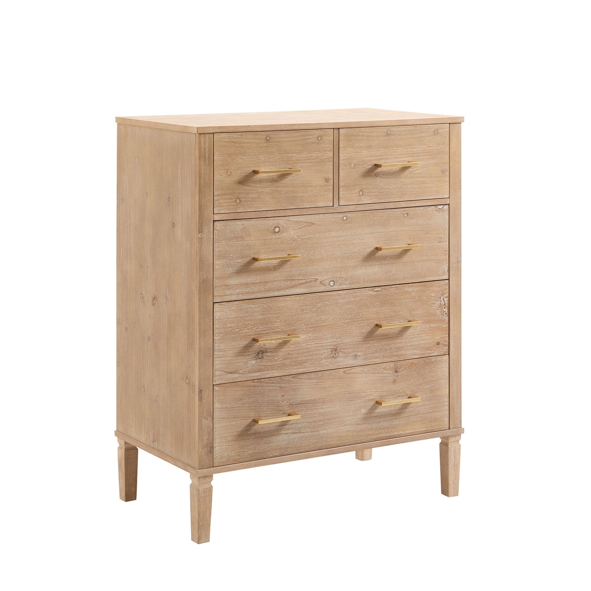 Commode 5 tiroirs – Bois blanchi