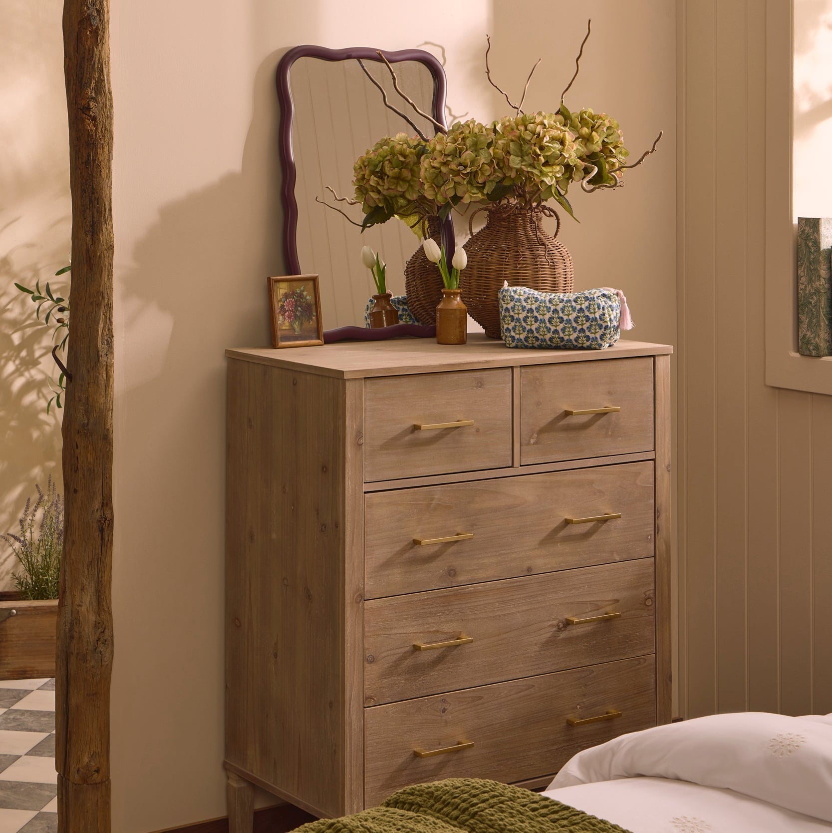 Commode 5 tiroirs – Bois blanchi