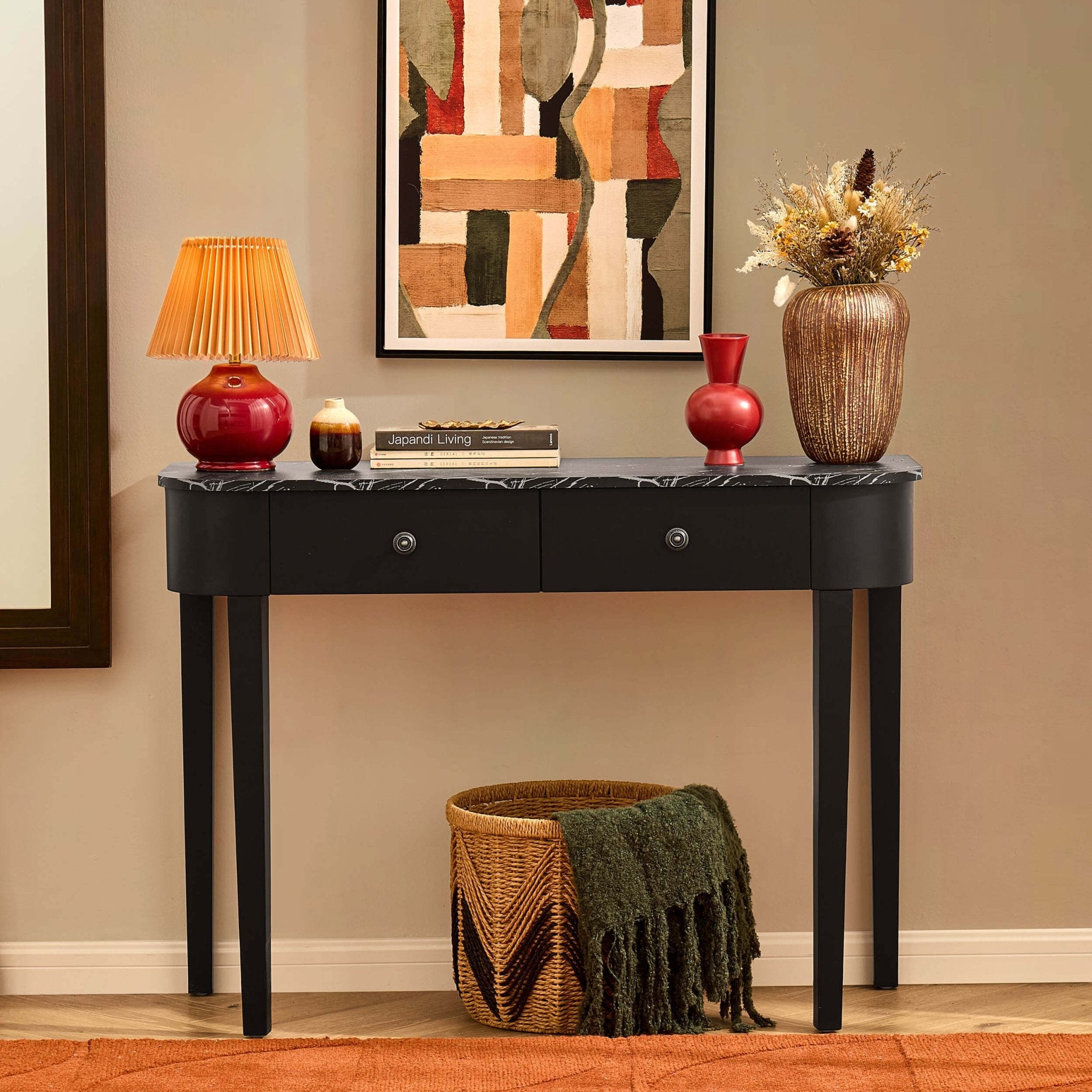 Console - Noir/Dessus en marbre