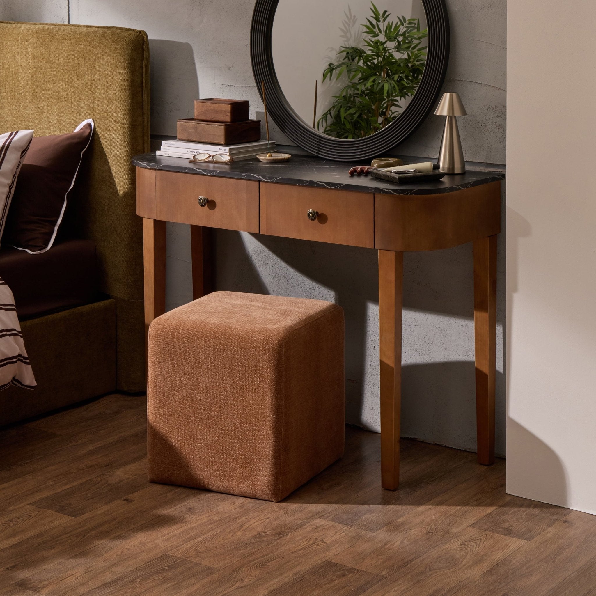 Console - Bois moyen/Dessus marbre