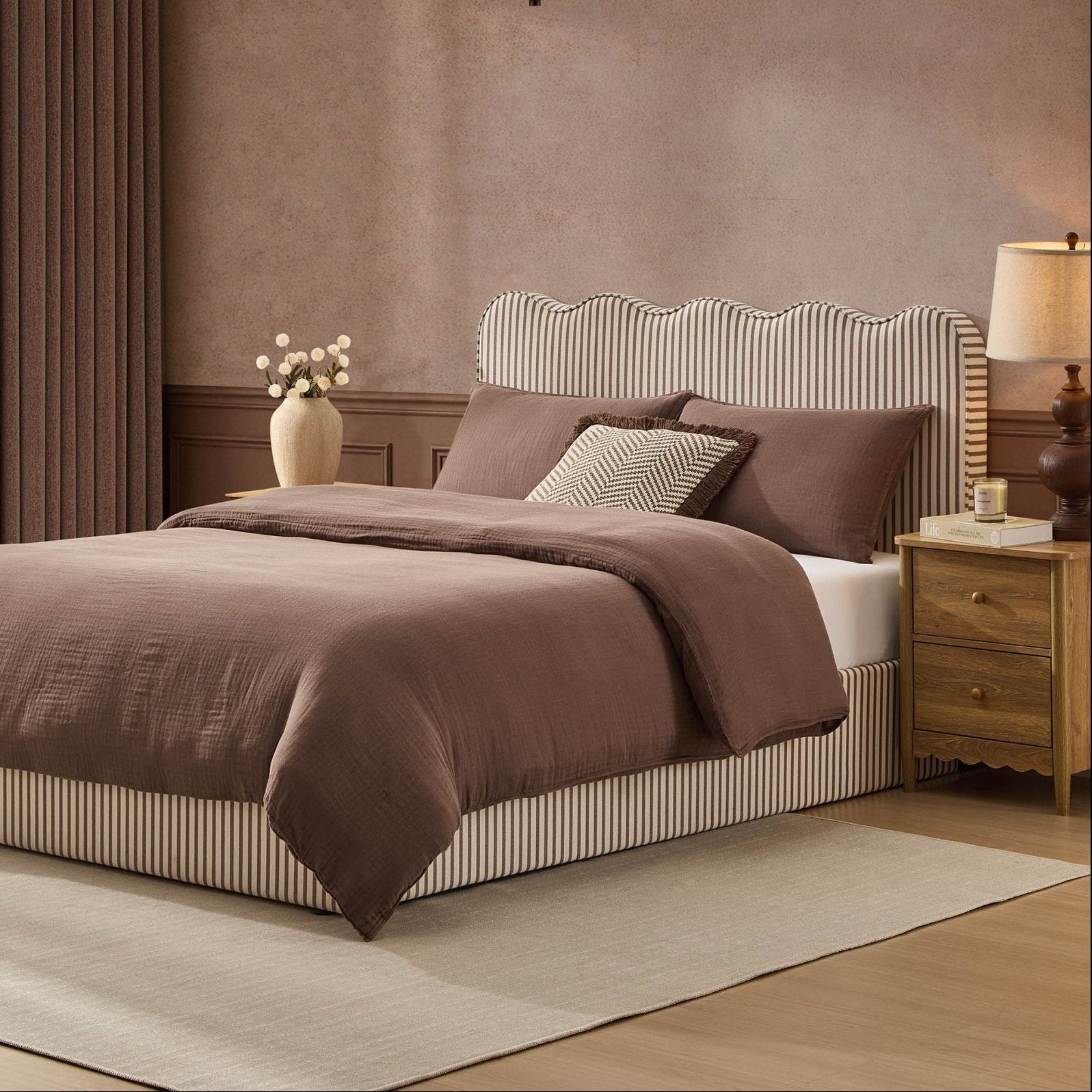 Lit de rangement - Rayures chocolat