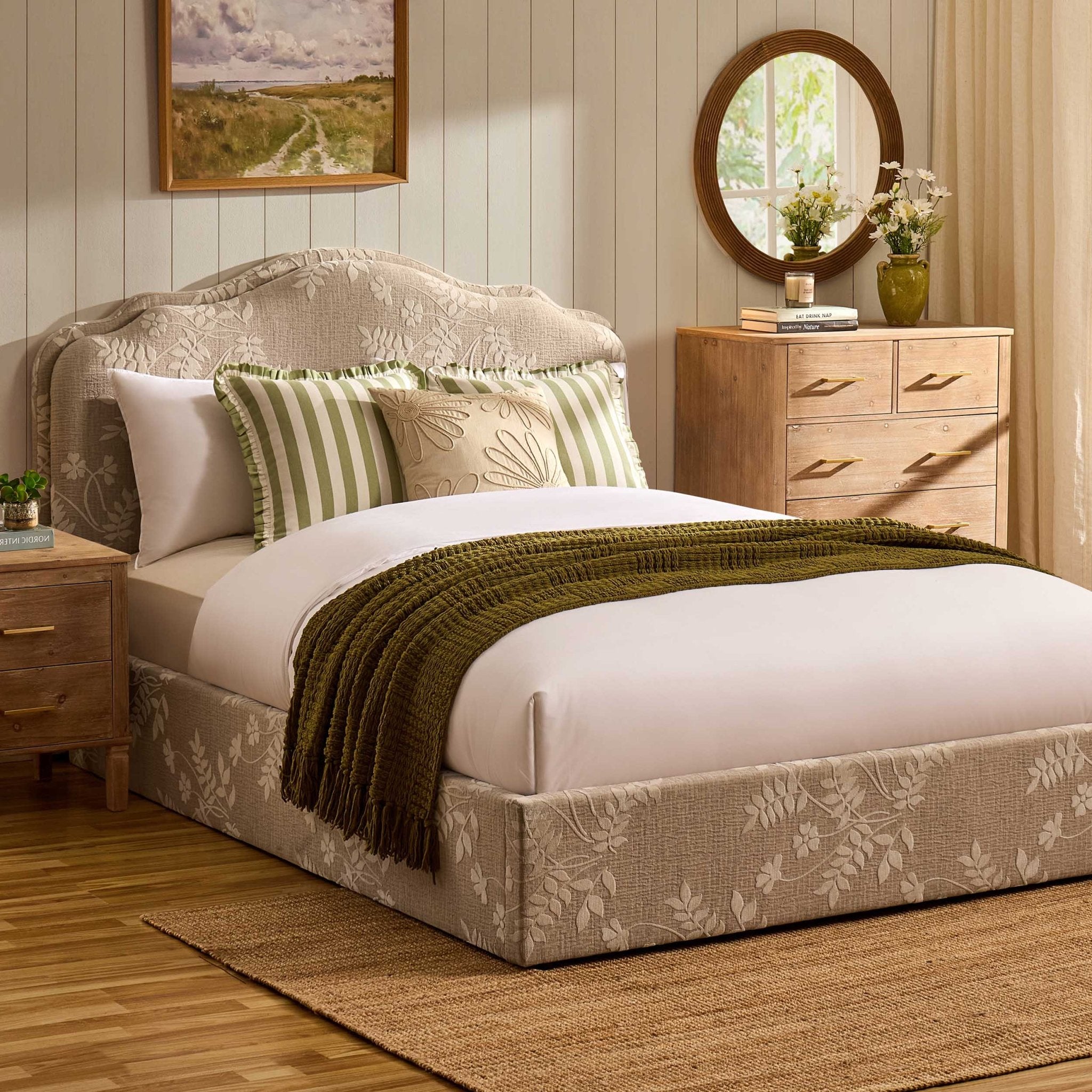 Lit coffre - Fleurs Jacquard