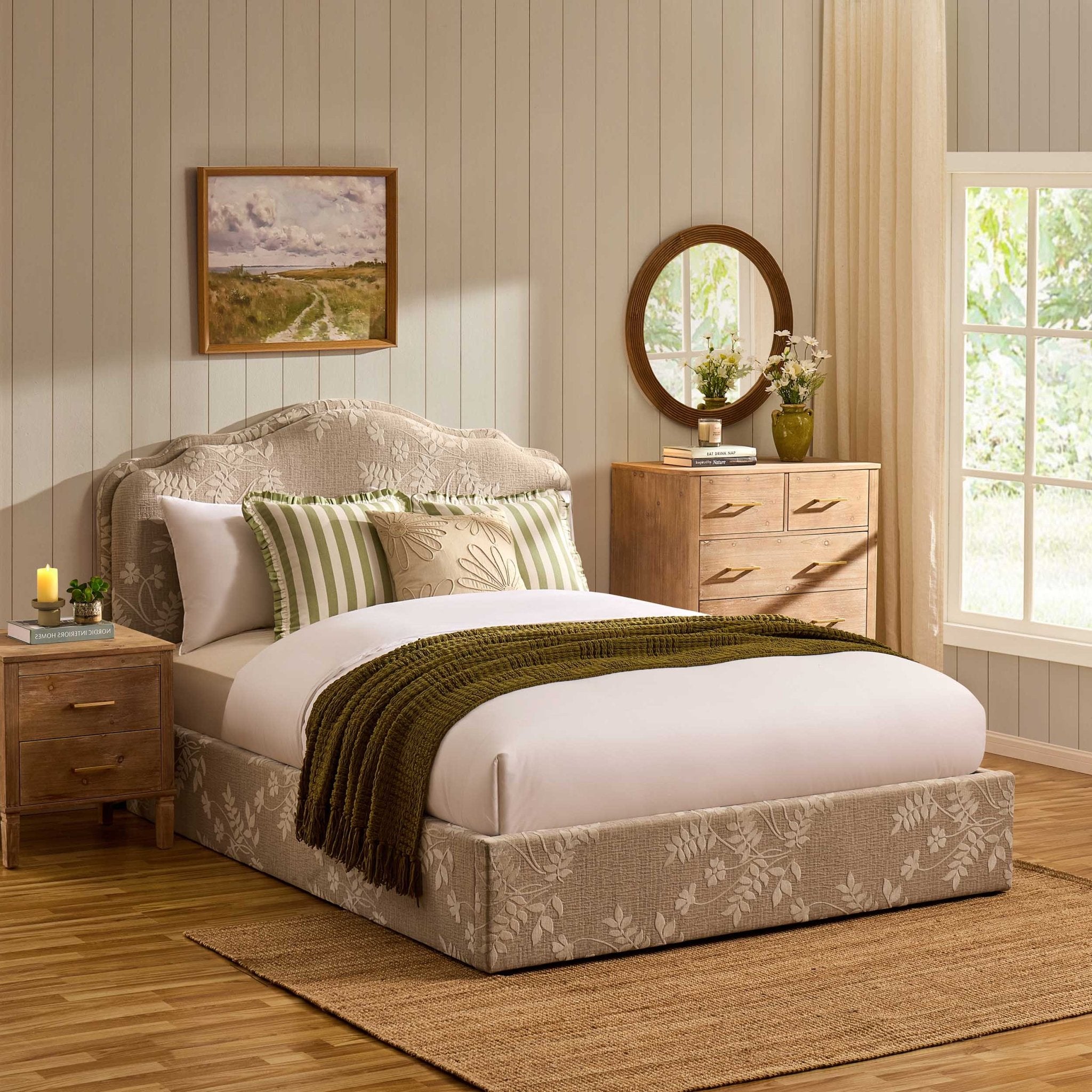 Lit coffre - Fleurs Jacquard